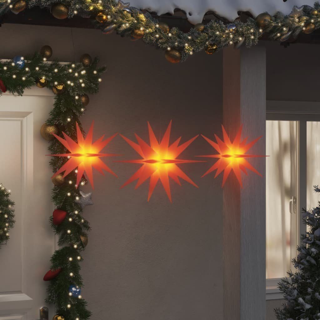 vidaXL Christbaumschmuck Weihnachtssterne mit LEDs 3 Stk. Faltbar Rot (1-tlg)