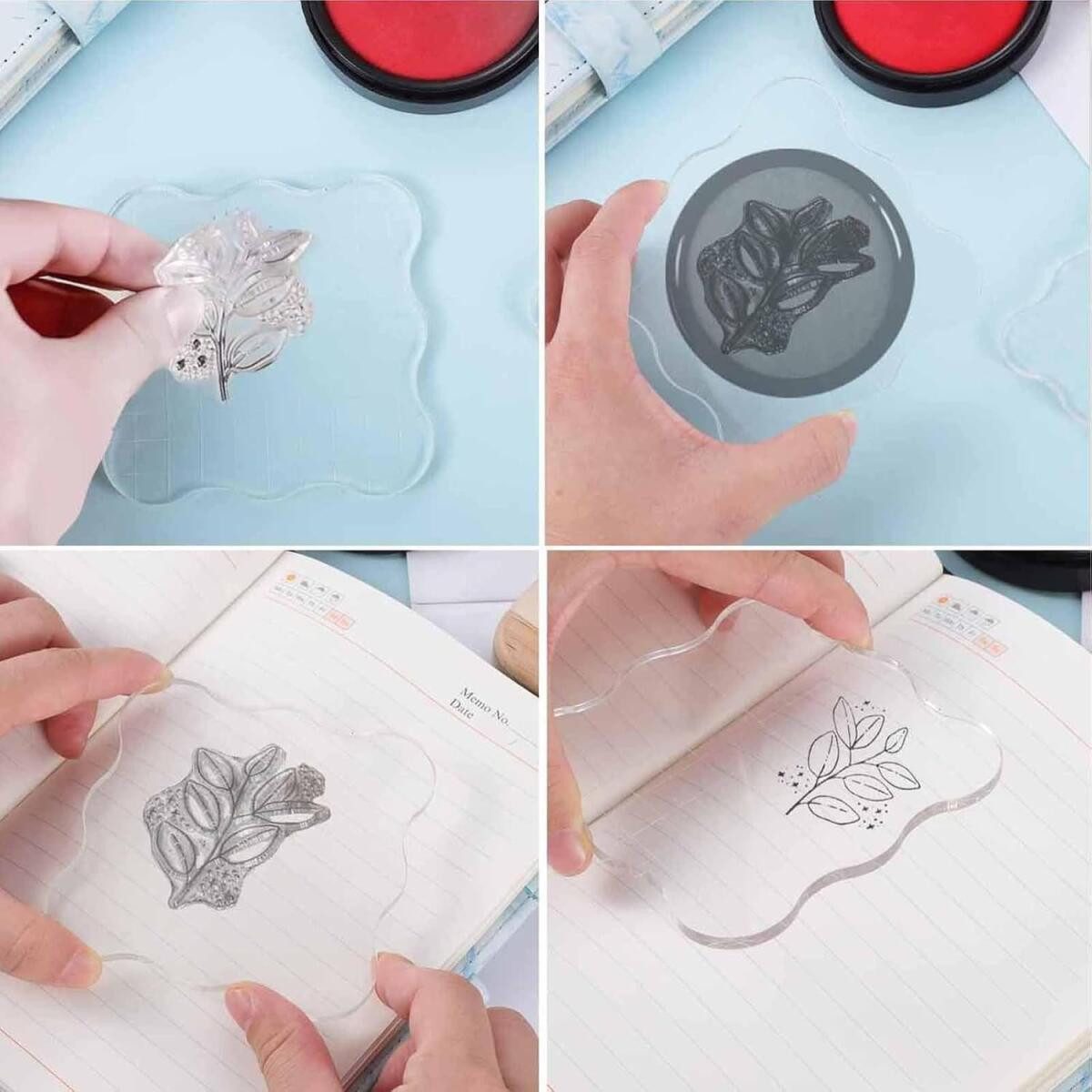 FELIXLEO Stempel Acryl Stempelblock Set 3 Stück Transparent für Scrapbooking – Bild 4 von 5