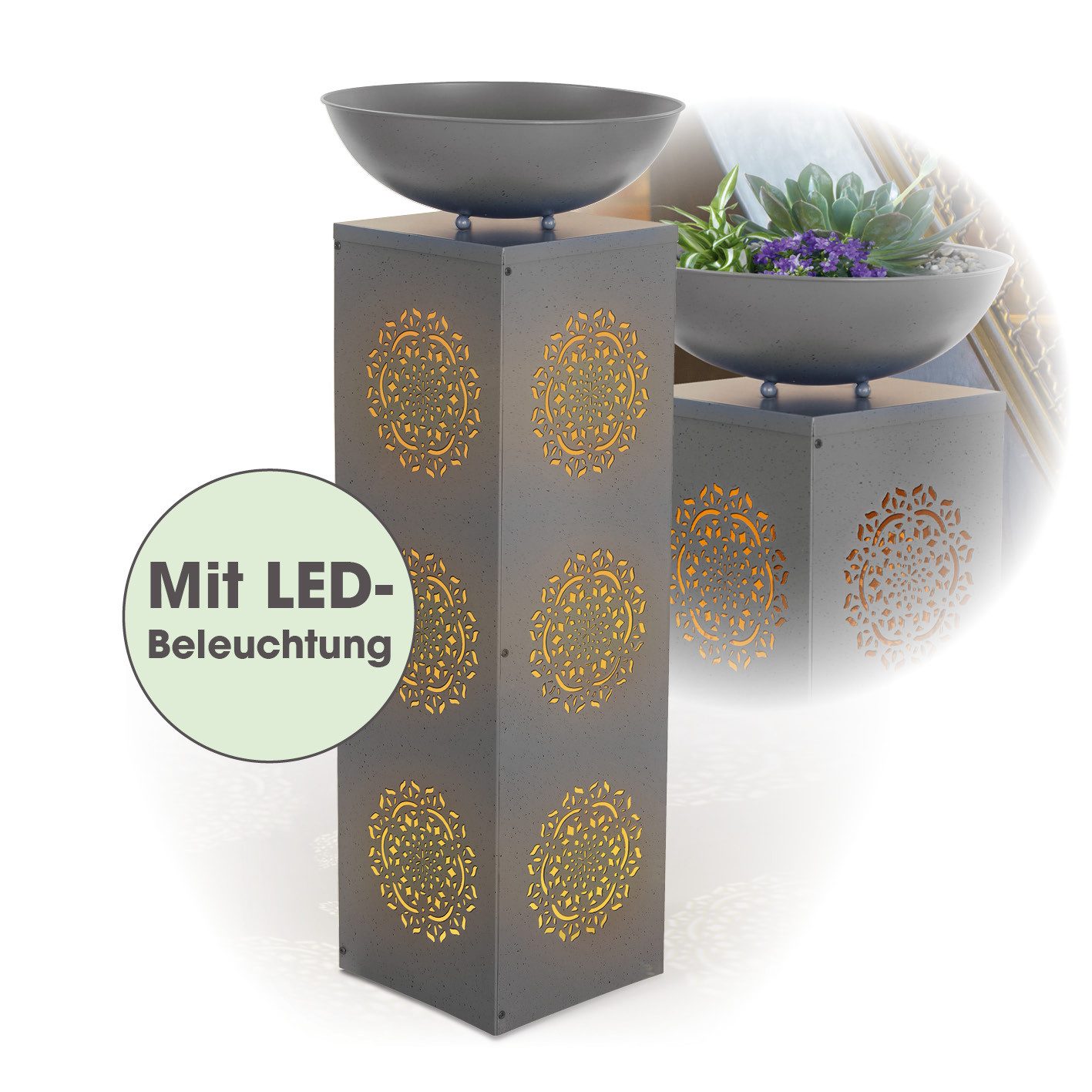 EASYmaxx Dekosäule (Dekosäule mit Pflanzschale, 2 St., 2teilig), ideal