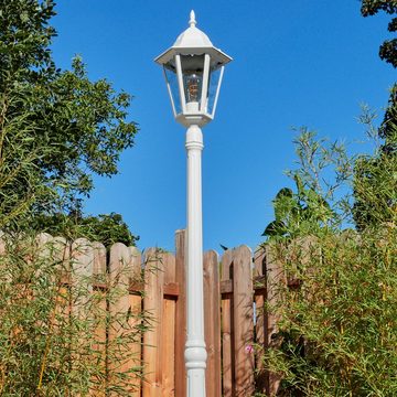 hofstein Pollerleuchte Wegeleuchte aus Metall/Glas in Weiß/Klar, ohne Leuchtmittel, Außenleuchte, Gartenbeleuchtung IP44, 1x E27, ohne Leuchtmittel