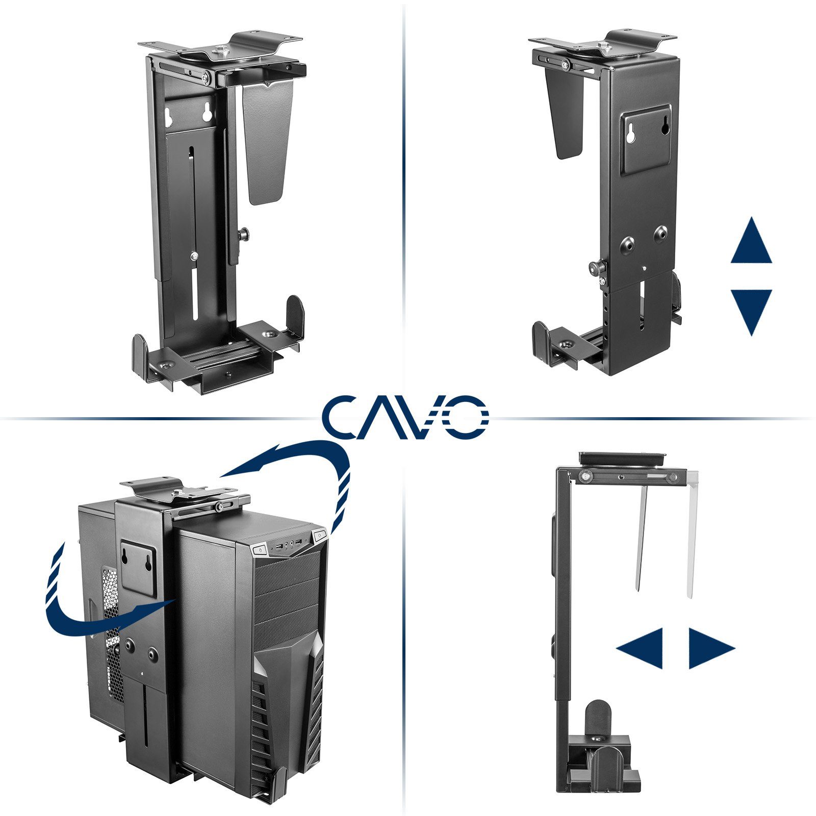 CAVO Halterung Desktop PC-Halterung CH-LOCK-360 drehbar um 360° verstellbar, (mit Diebstahlsicherung, für PC bis 88x516 mm 10 kg, schwarz) – Bild 3 von 5