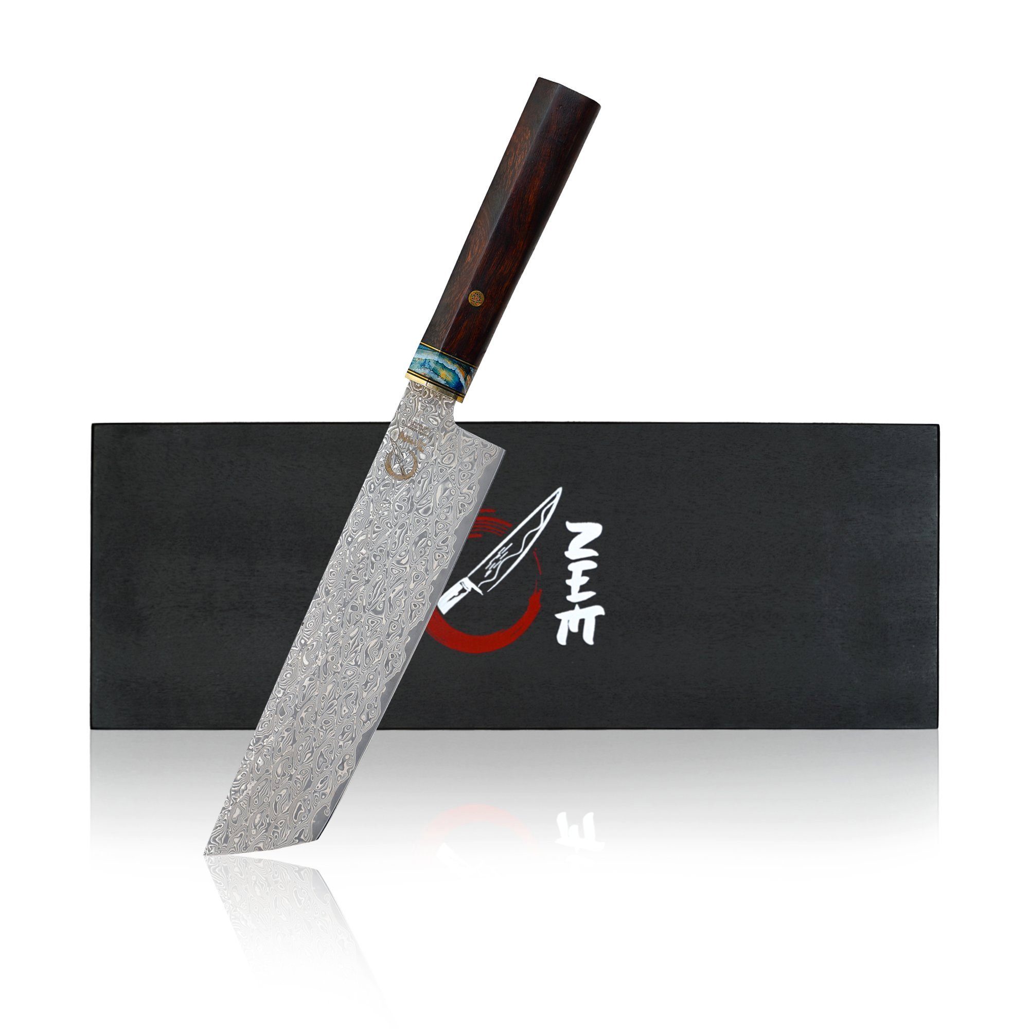 Küchenkompane Damastmesser ZEM Damastmesser Hiatari – Nakiri 20cm – VG10 Stahl