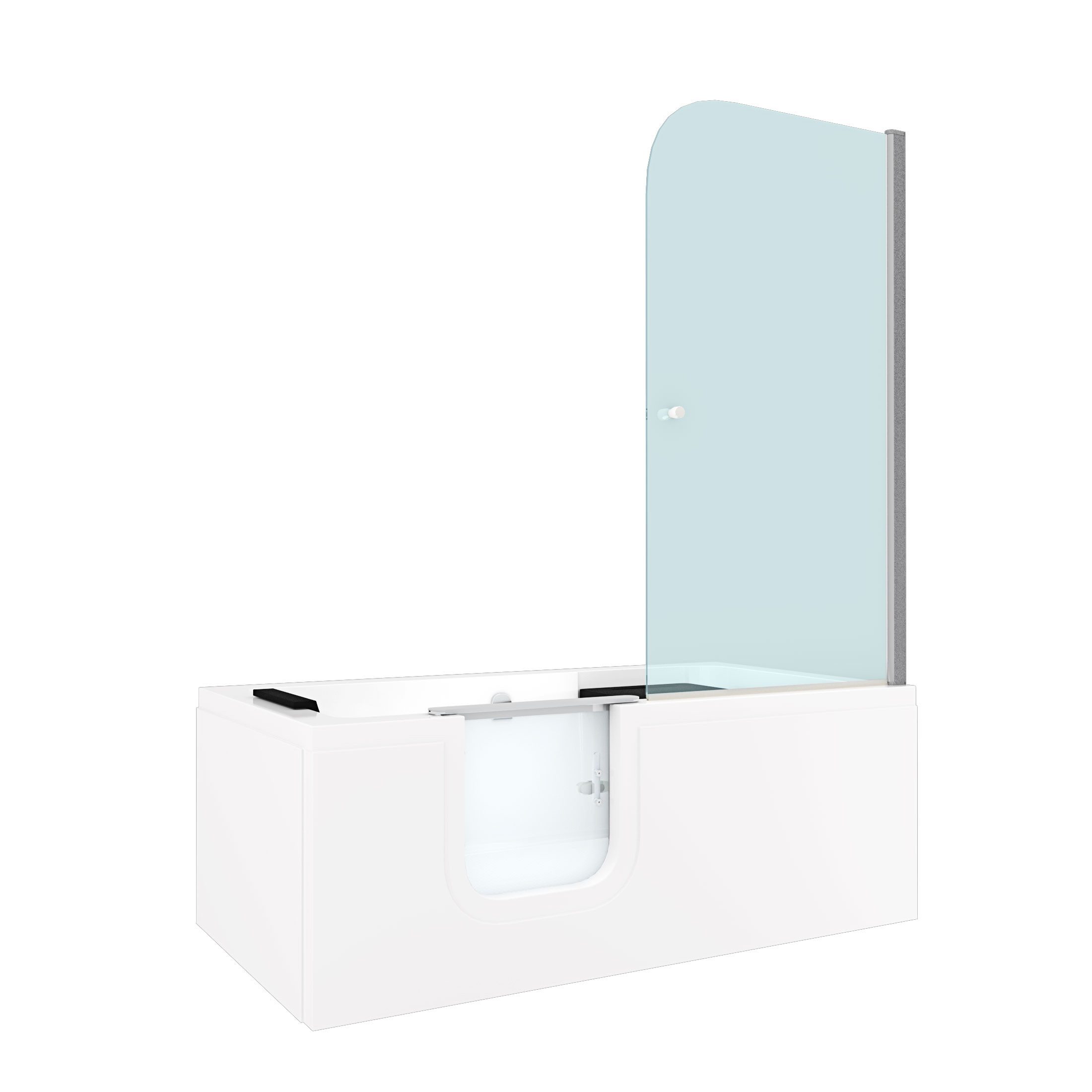 AcquaVapore Komplettdusche Seniorendusche und Sitzwanne Kombination Wanne mit Tür S15D-L-ALL, Sicherheitsglas ESG, inklusive Duschwanne