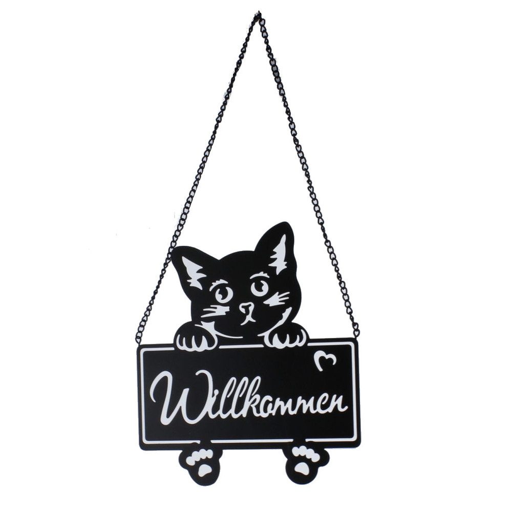 MICA Dekohänger Dekohänger-Schild - Katze - Willkommen - aus Metall - ca. 2 günstig online kaufen