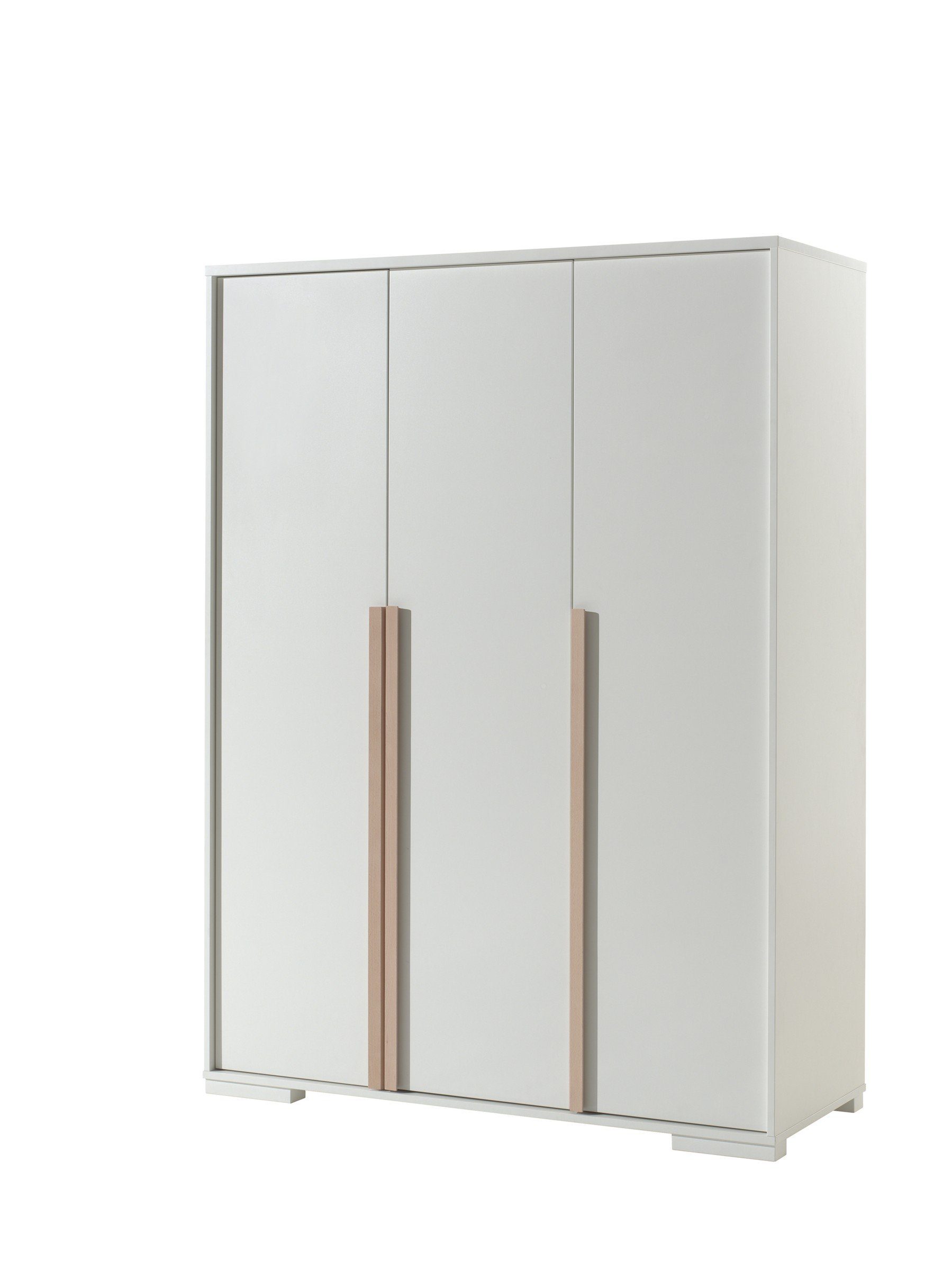 möbelando Kleiderschrank LONDON in Weiß/Buche mit 3 Türen. Abmessungen (BxHxT) 145,6x195,2x56 cm