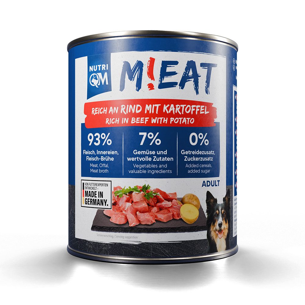 NutriQM Nassfutter M!EAT Rind und Kartoffel, Nassfutter für: Hund