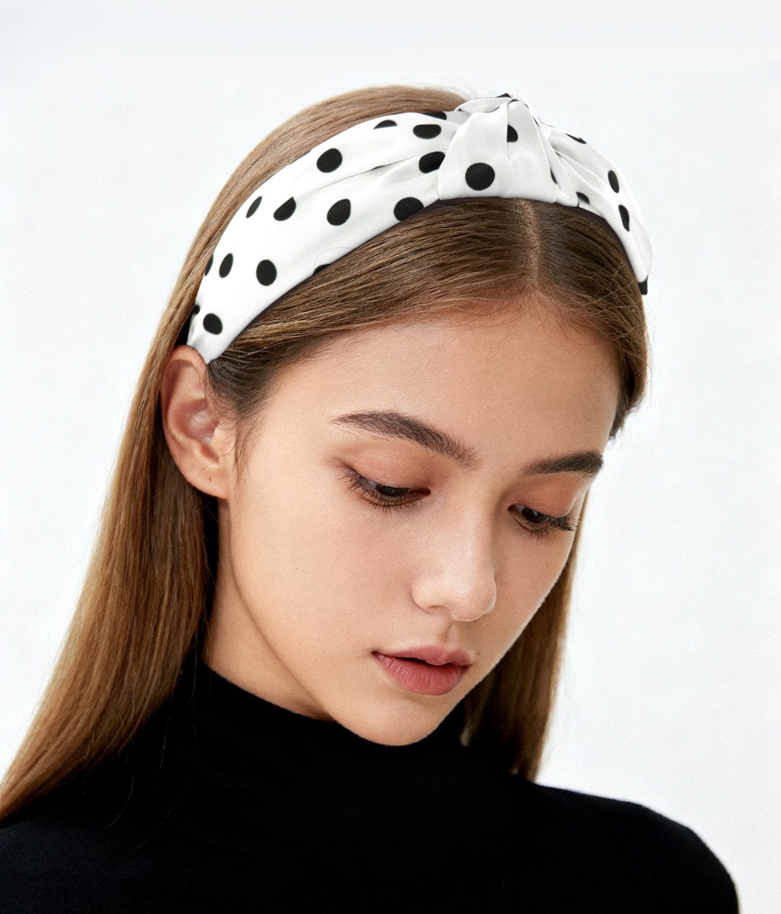 axy Haarreif Breiter Haarreif mit Knoten und Satin bezogen, Vintage Damen Haareifen Haarband