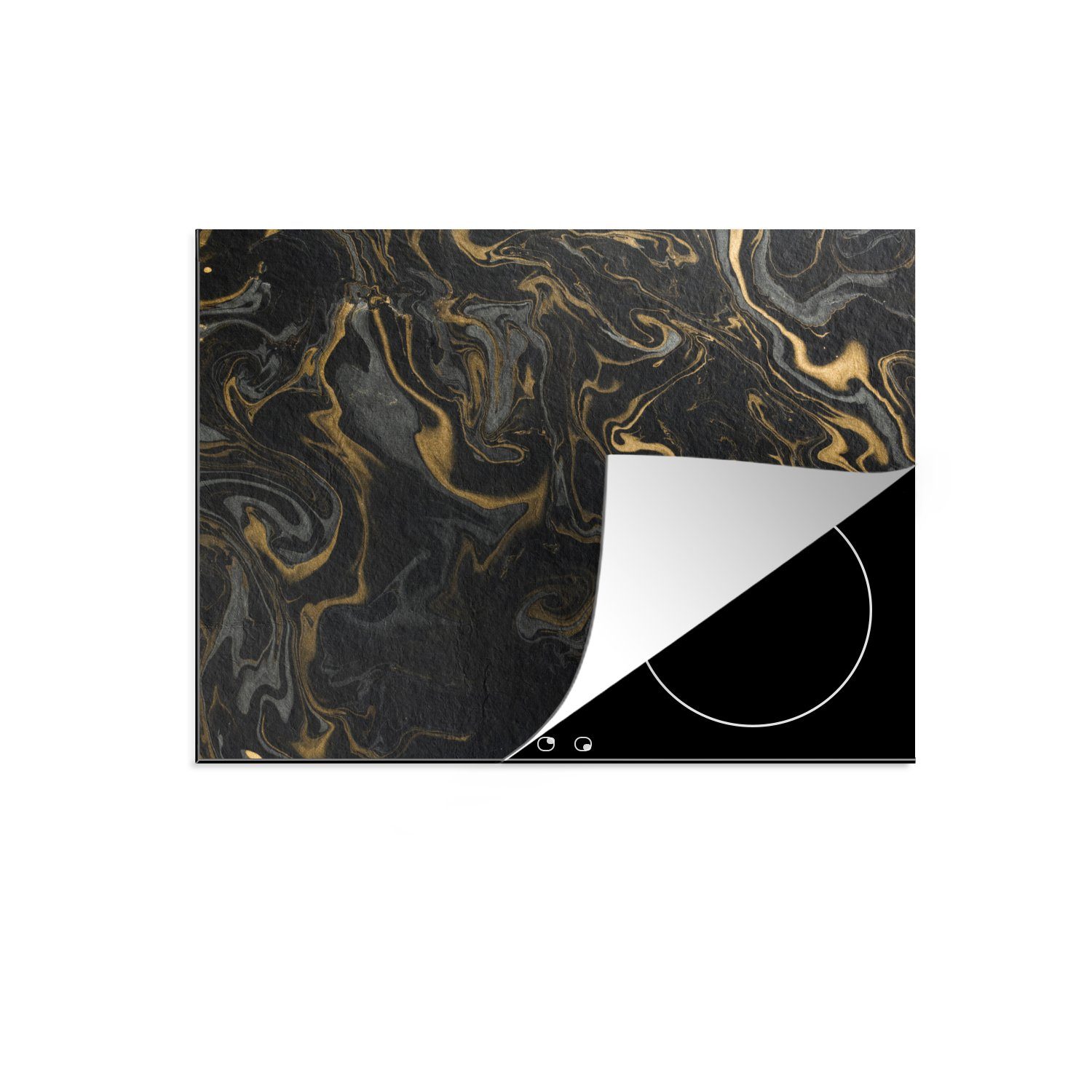 (1 Marmoroptik Gold - Marmor 60x52 cm, - Textur Marmor Luxus Mobile - Vinyl, - nutzbar, MuchoWow Herdblende-/Abdeckplatte tlg), - Luxus, Grau Arbeitsfläche Ceranfeldabdeckung Grau - -