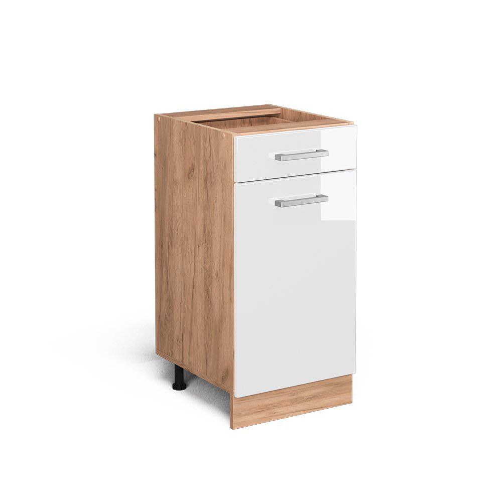 Vicco Unterschrank R-Line, Weiß Hochglanz/Goldkraft Eiche, günstig online kaufen