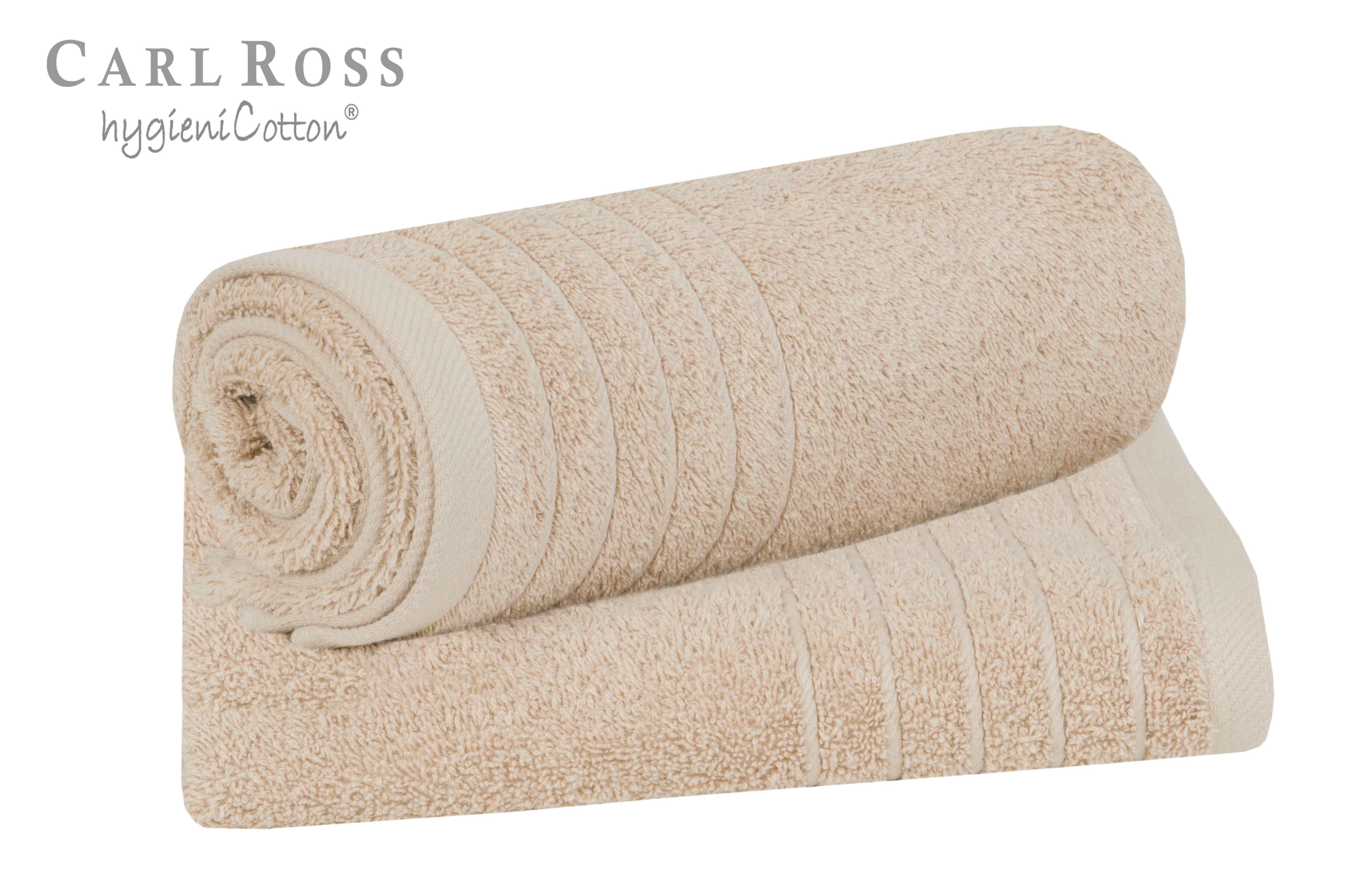 Carl Ross Handtuch Frottee HygieniCotton, cork (2-St), Aufhängekordeln mit 2