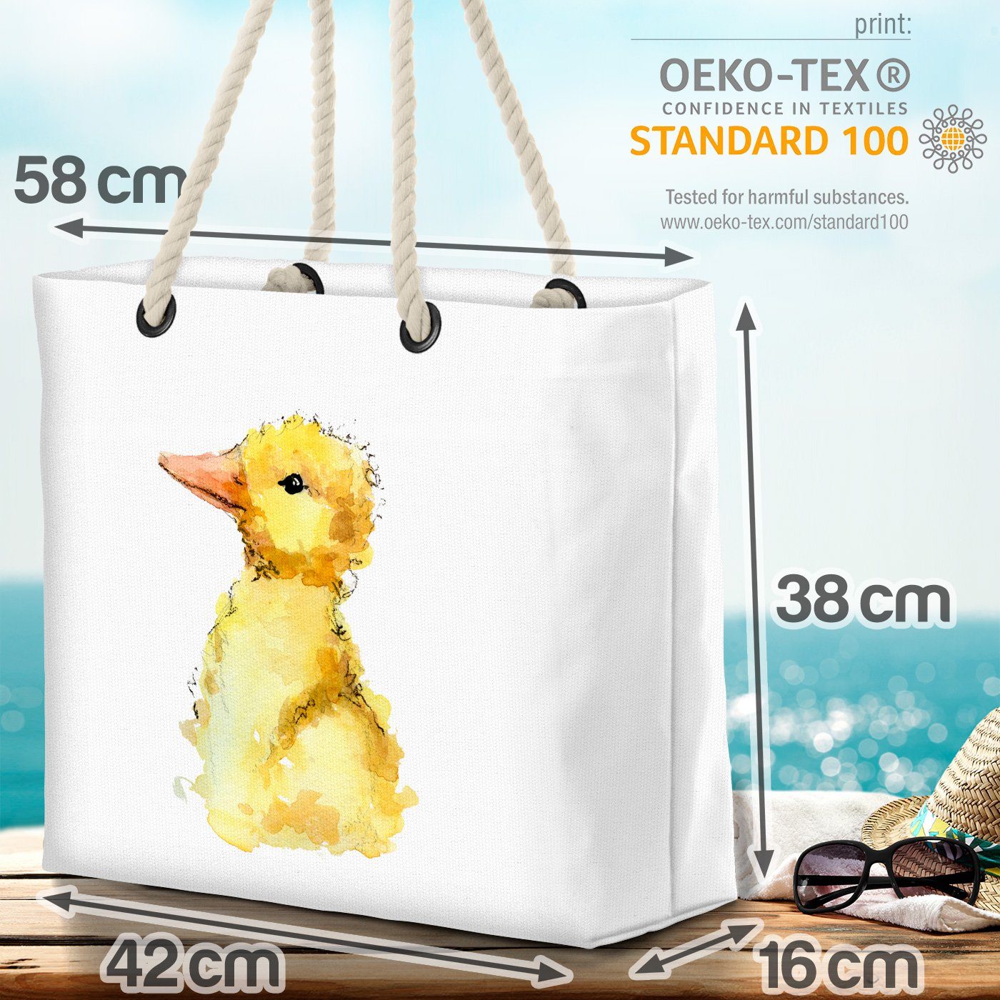 VOID Strandtasche (1-tlg), Ente Kinder Ostern Tiere Tiere Kinder Ente Tierbaby Küken Vogel Eier
