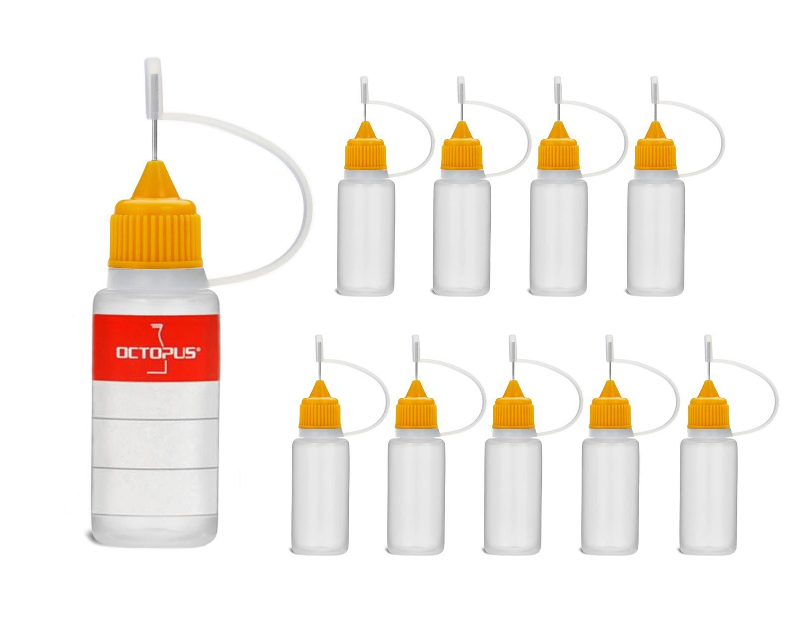 OCTOPUS Kanister 10 Plastikflaschen 10ml LDPE, G14, Tropfverschluss Nadelkappe, orange