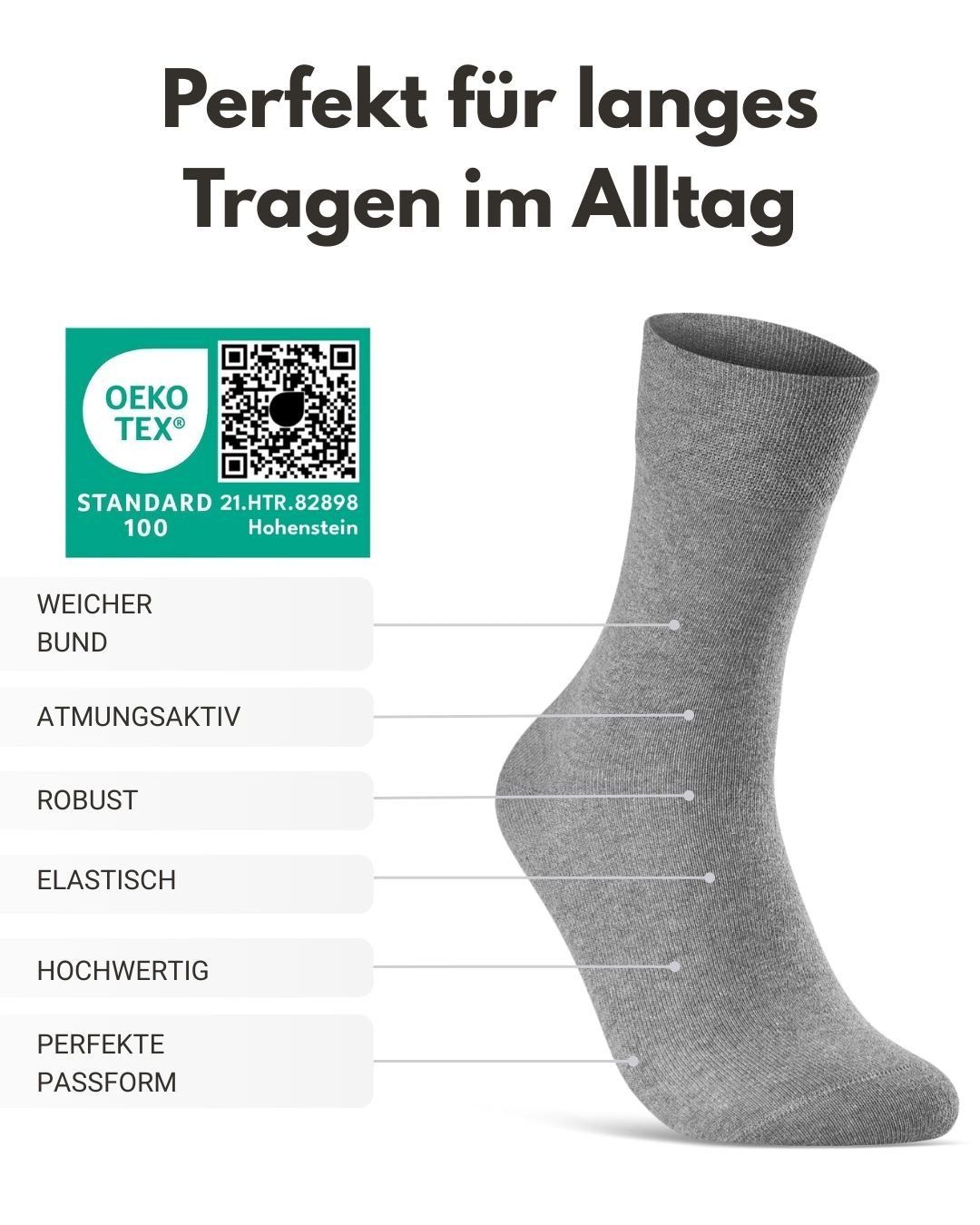 sockenkauf24 Diabetikersocken ohne Gummibund & ohne Naht aus Baumwolle (10-Paar) Diabetiker Socken mit Komfortbund ohne Gummi für Damen & Herren