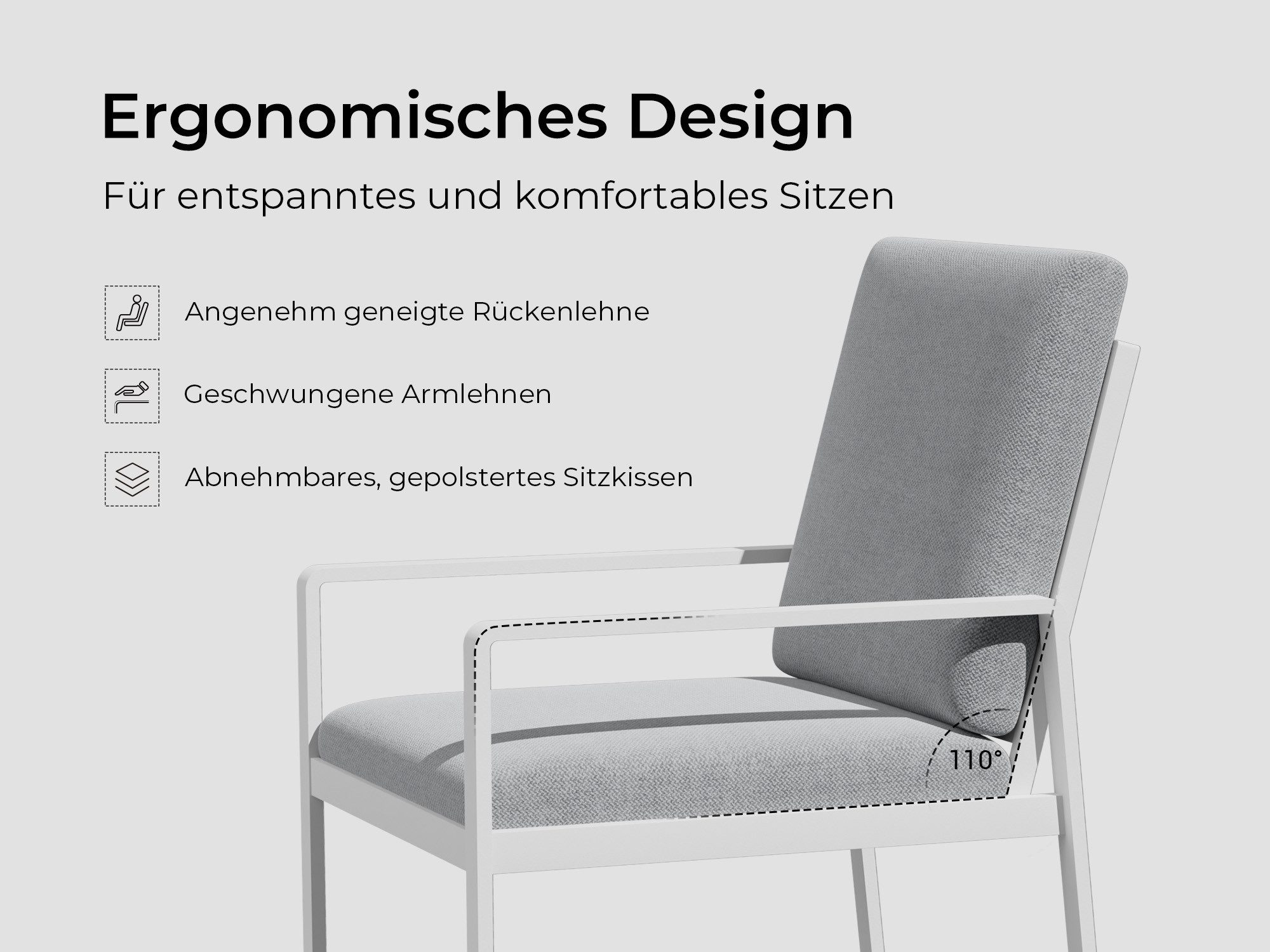 MeXo Gartenlounge-Set Gartenmöbel Set Aluminium Outdoor, (Garten-Essgruppe für 4 Personen, 5-tlg., mit Polywood Tisch & Auflagen), wetterfest für Terrasse & Gar – Bild 5 von 5
