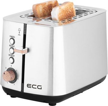 ECG Toaster ST 2767 Timber, 2 lange Schlitze, für 2 Scheiben, 925,00 W, 2 Fächer für Toast, extra breite Schlitze, stufenlose Regelung