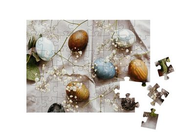 puzzleYOU Puzzle Frohe Ostern: Natürliche gefärbt bunte Ostereier, 48 Puzzleteile, puzzleYOU-Kollektionen Festtage