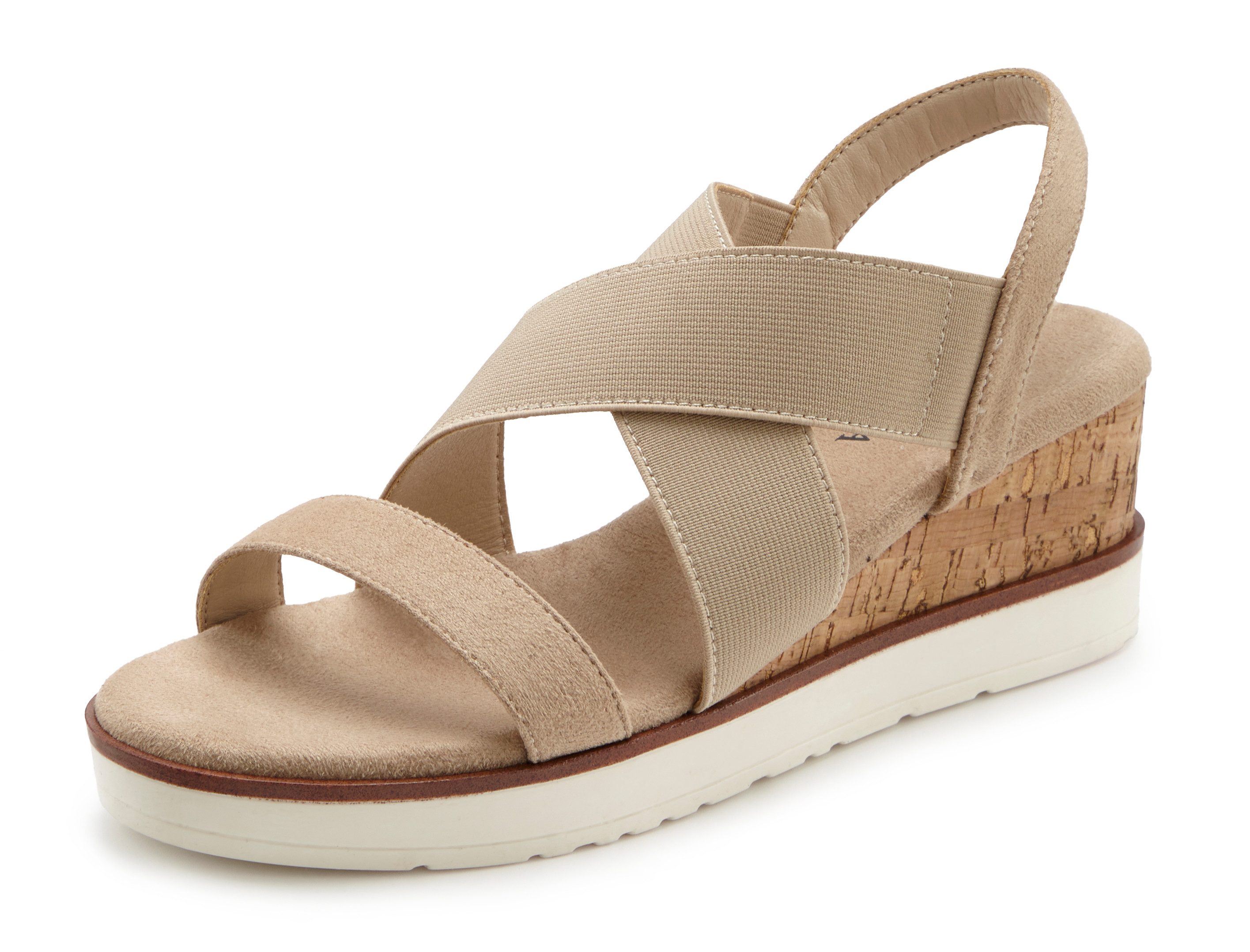 LASCANA Sommerschuh, offener Schuh, Sandale, Sandalette mit elastischen Riemchen VEGAN