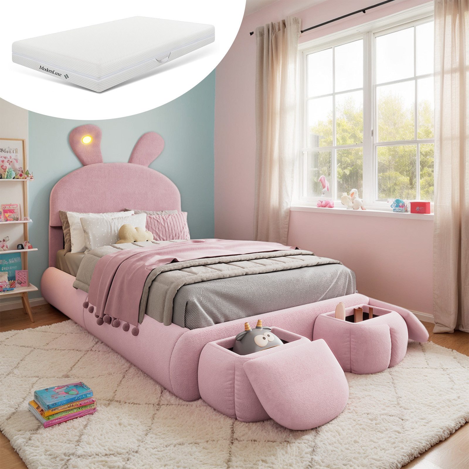 OKWISH Kinderbett Funktionsbett Stauraumbett Polsterbett (90x200 günstig online kaufen