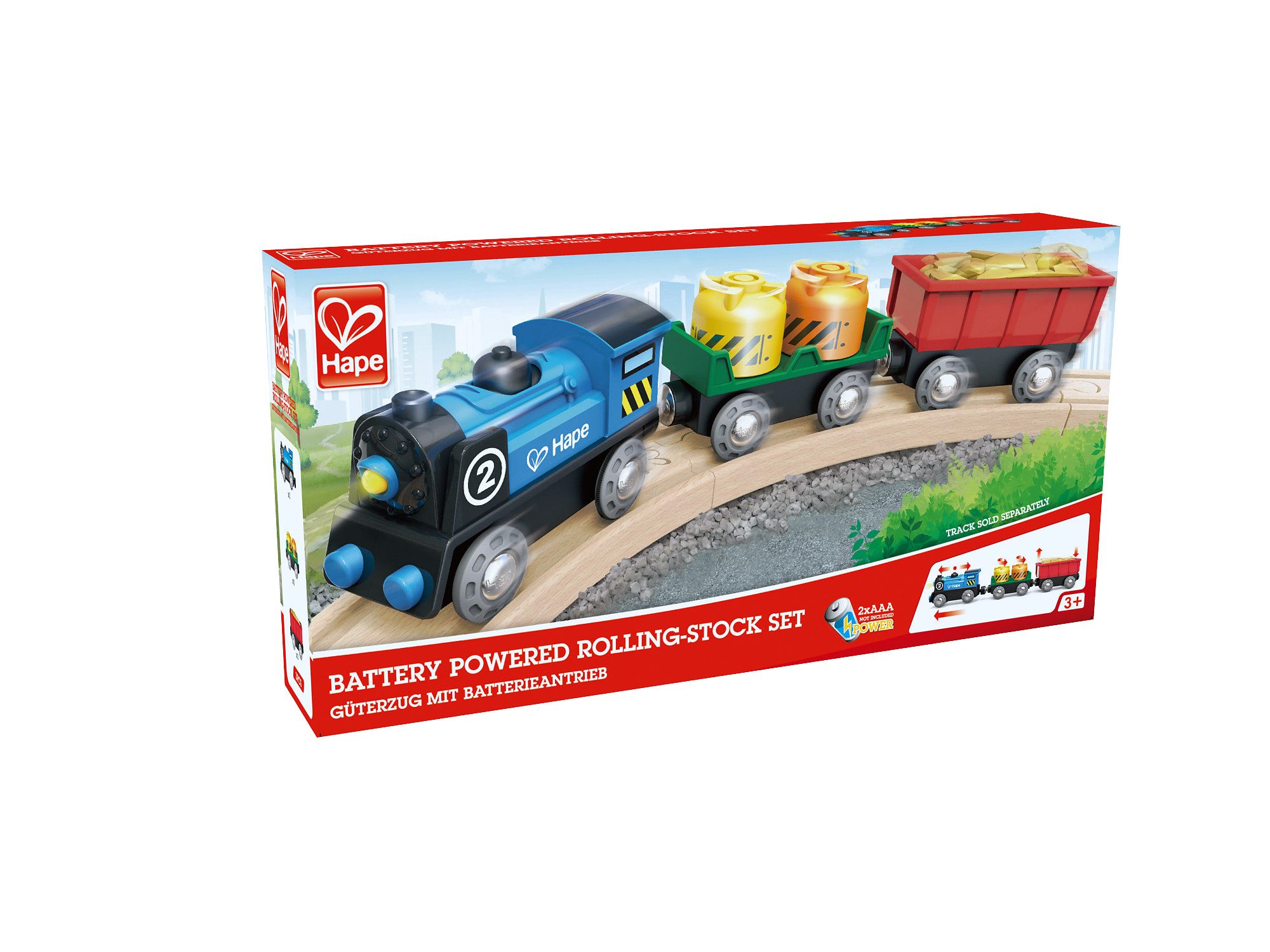 Hape Spielzeugeisenbahn-Lokomotive Güterzug mit Batterieantrieb