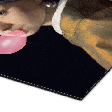 Posterlounge Alu-Dibond-Druck Master Collection, Das Mädchen mit dem Perlenohrring (Kaugummi), Wohnzimmer Malerei
