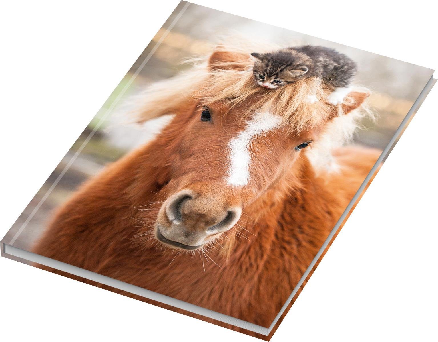 ADINA Notizbuch RNK Kladde / Notizbuch "Pferd mit Katze", liniert, DIN A4, 96 Blatt