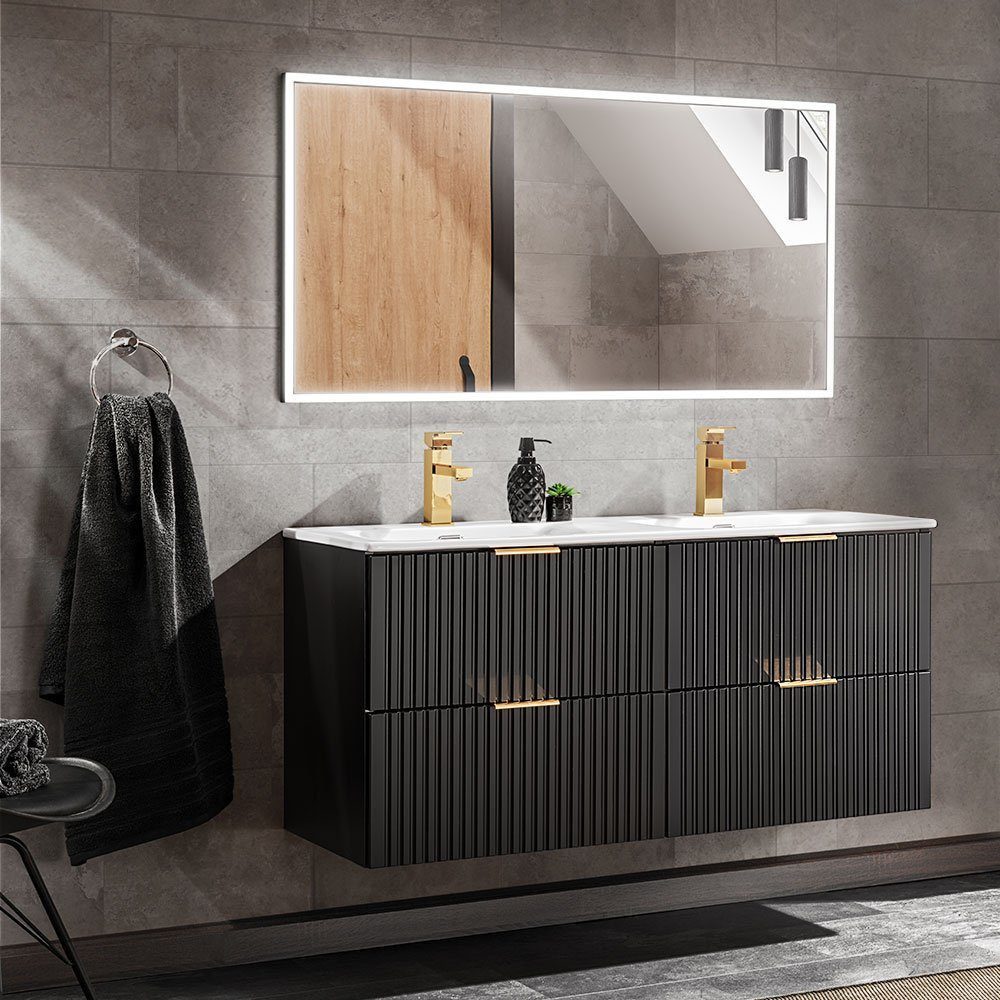 Badmöbel-Set Badezimmer-set "Giulia"-Set, 2-St in matt schwarz
