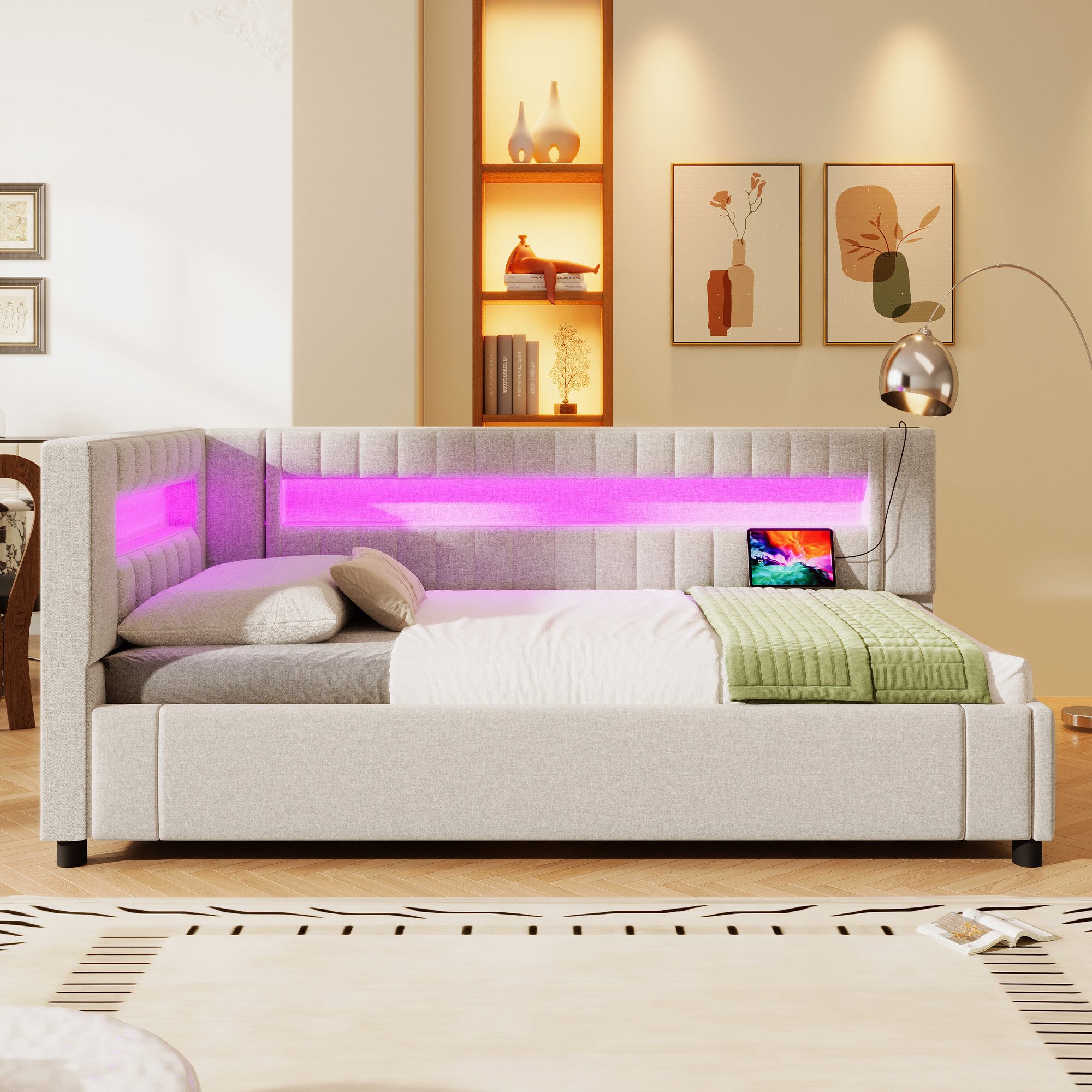 HAUSS SPOLE Schlafsofa 90x200 mit LED-Lichtleiste, günstig online kaufen