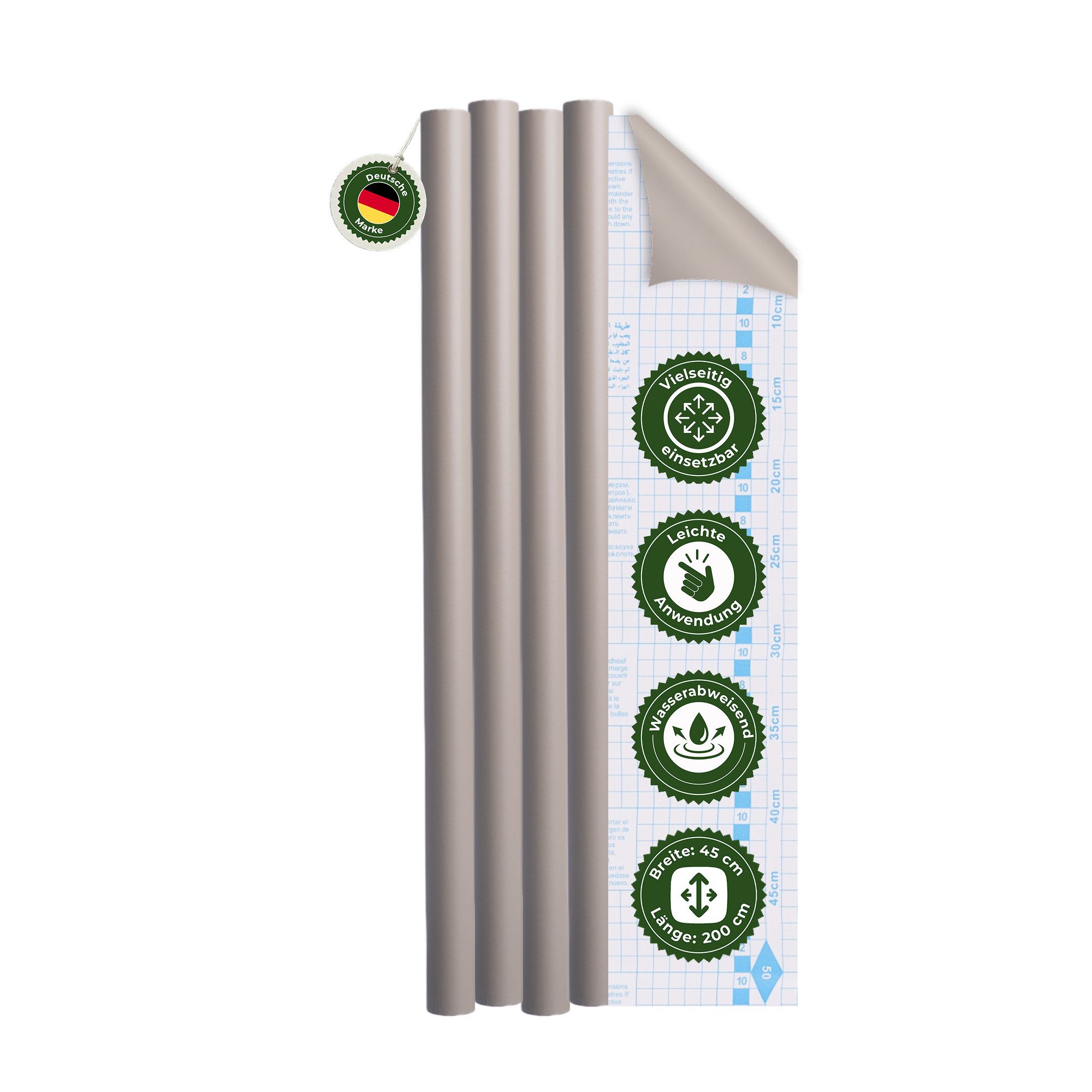 Veluxis Möbelfolie Veluxis® Möbelfolie für Küche & Bad, (4St), selbstklebend & reißfest – wasserfest & hitzebeständig