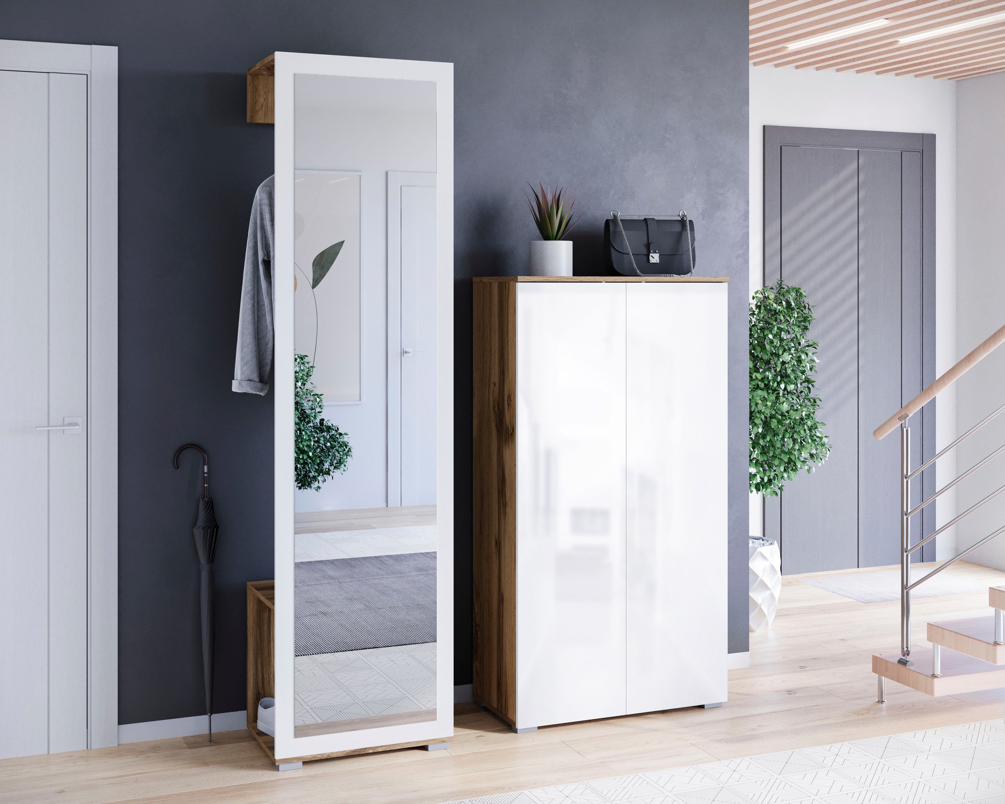 OTTO home Garderoben-Set PARIS/ TOKYO, (Komplett-Set, 2-St), Garderoben-Set Breite 130cm, moderne grifflose Flurmöbel Kleiderstange – Bild 4 von 5