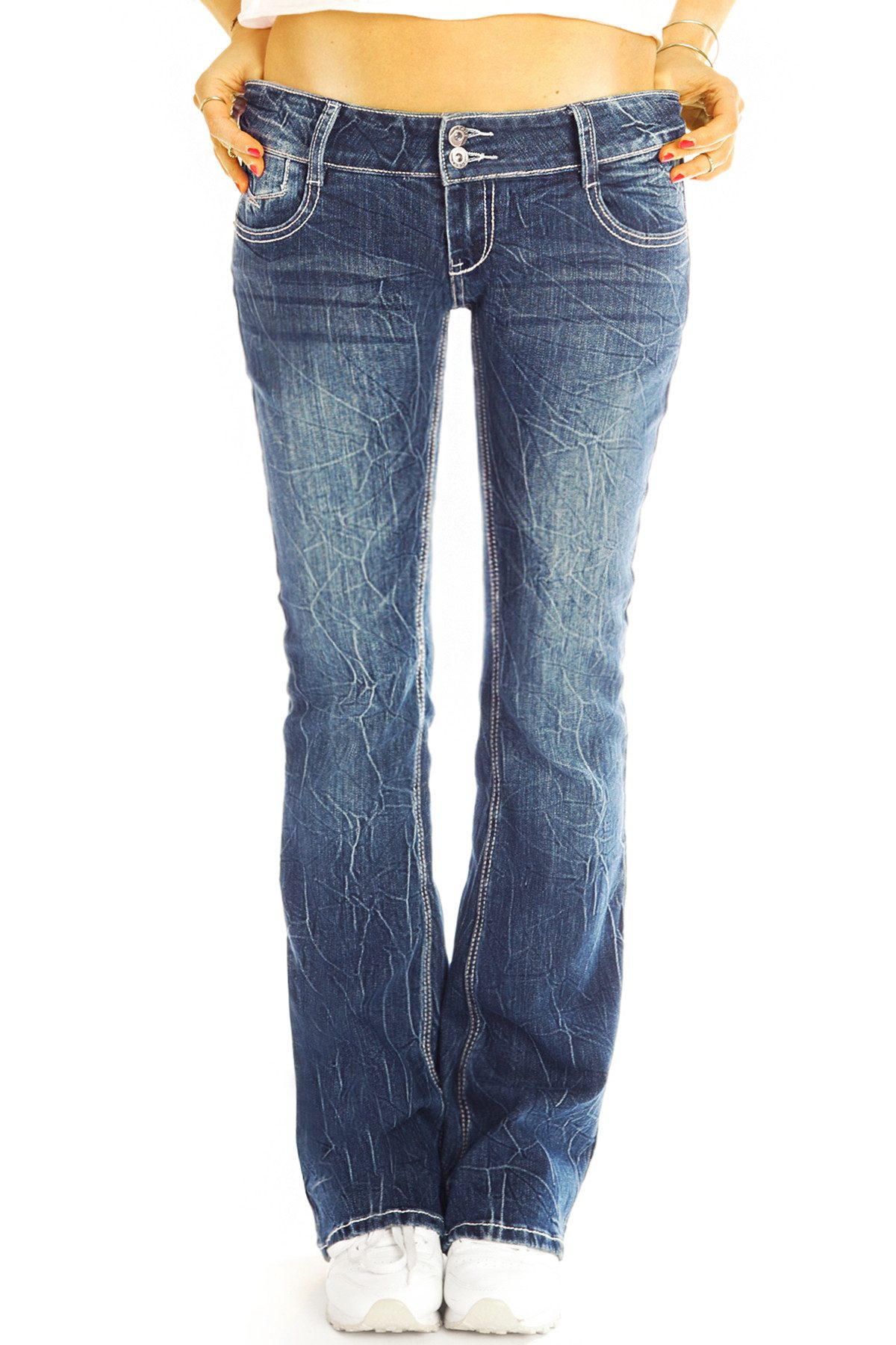 be styled Bootcut-Jeans Low Waist Damenjeans, ausgestellte Hüfthose, Bootcut Jeans - j73e-A