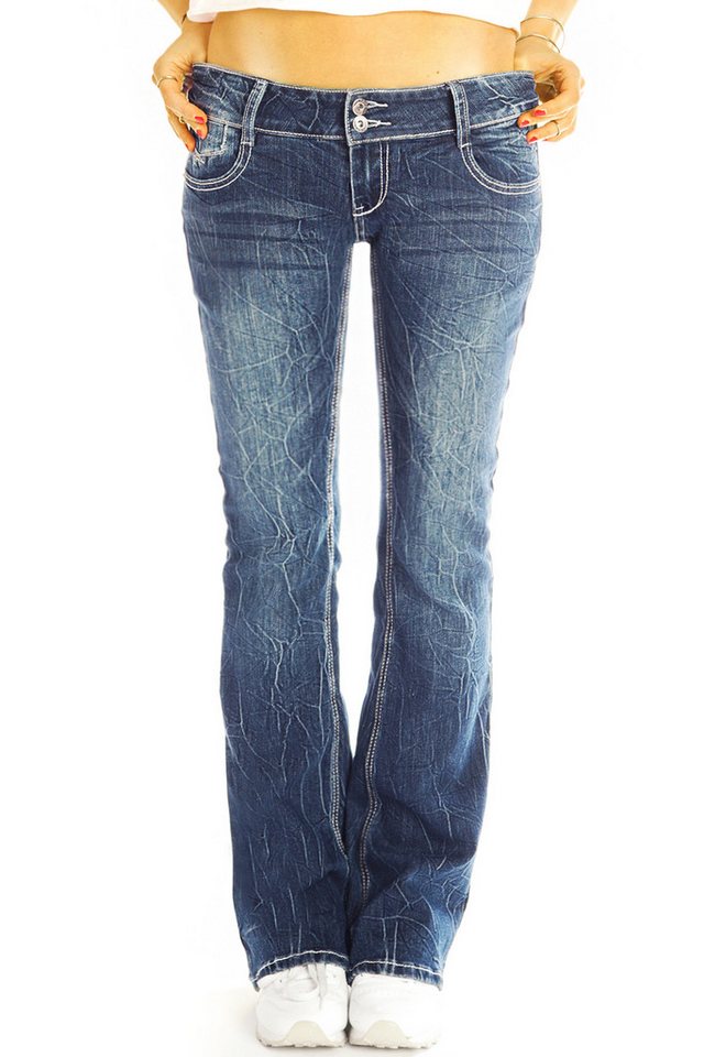 be styled Bootcut-Jeans Low Waist Damenjeans, ausgestellte Hüfthose, Bootcut Jeans - j73e-A