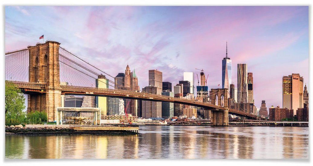 Wall-Art Poster Manhattan Skyline Brooklyn York New Bridge, Wandposter Bild, Wandbild, Poster, (1 St)