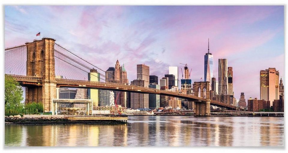 Wall-Art Poster Manhattan Skyline Brooklyn Bridge, New York (1 St), Poster,  Wandbild, Bild, Wandposter