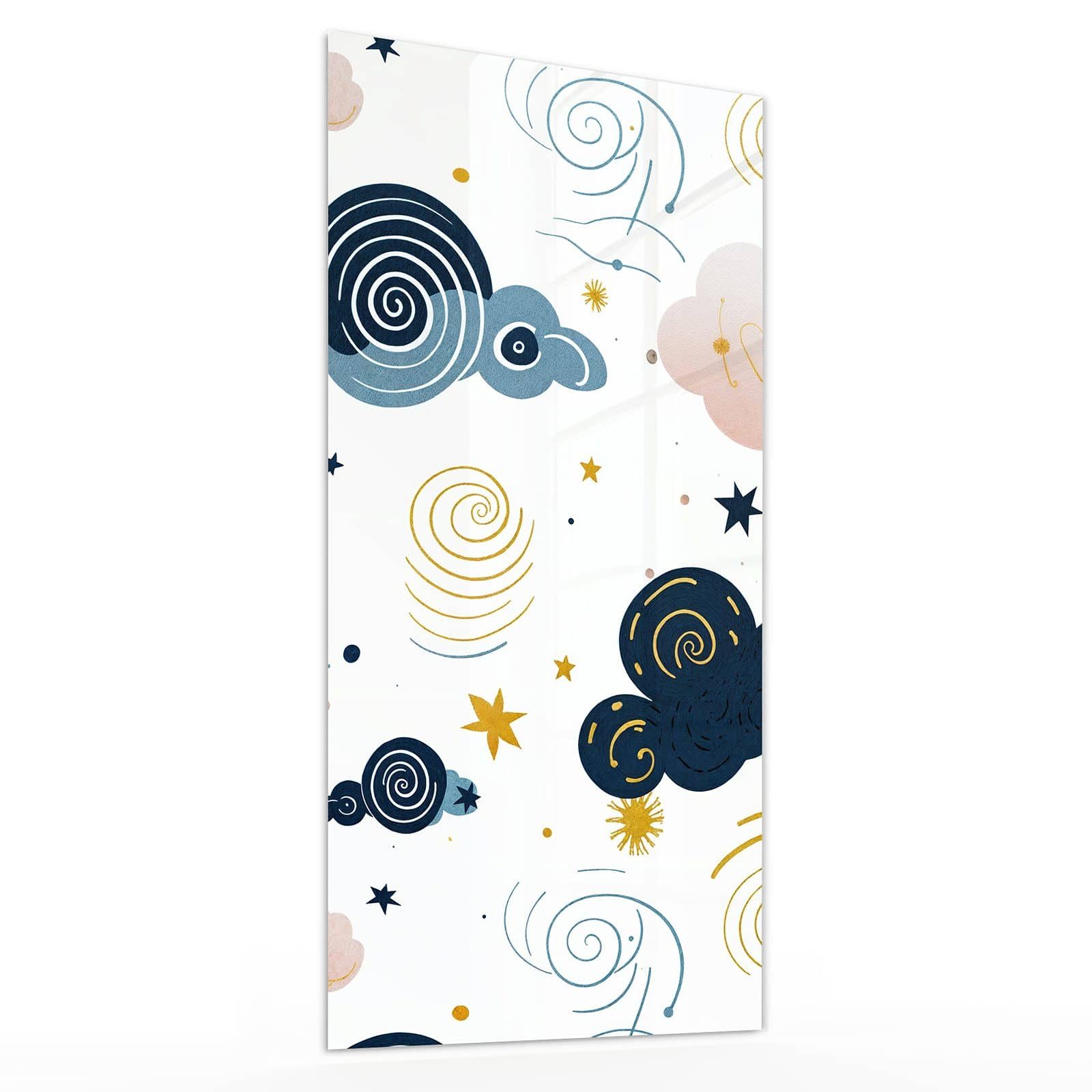 Primedeco Glasbild Wandbild Wirbelwolken Design mit Aufhängung, Muster (21 verschiedene Größen, 1 St), Elegante Aufhängung