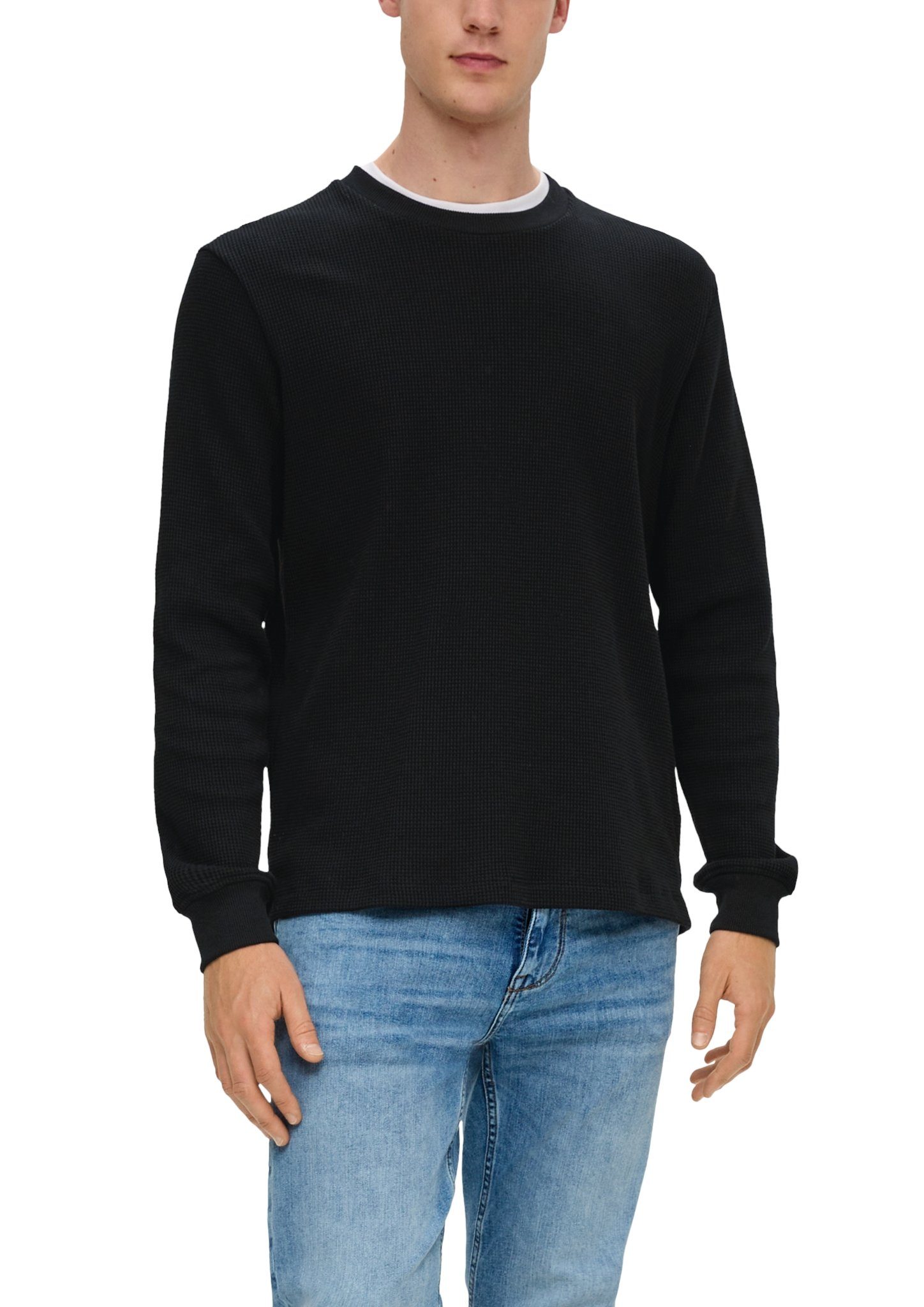 Rundhalsausschnitt black Sweatshirt mit s.Oliver