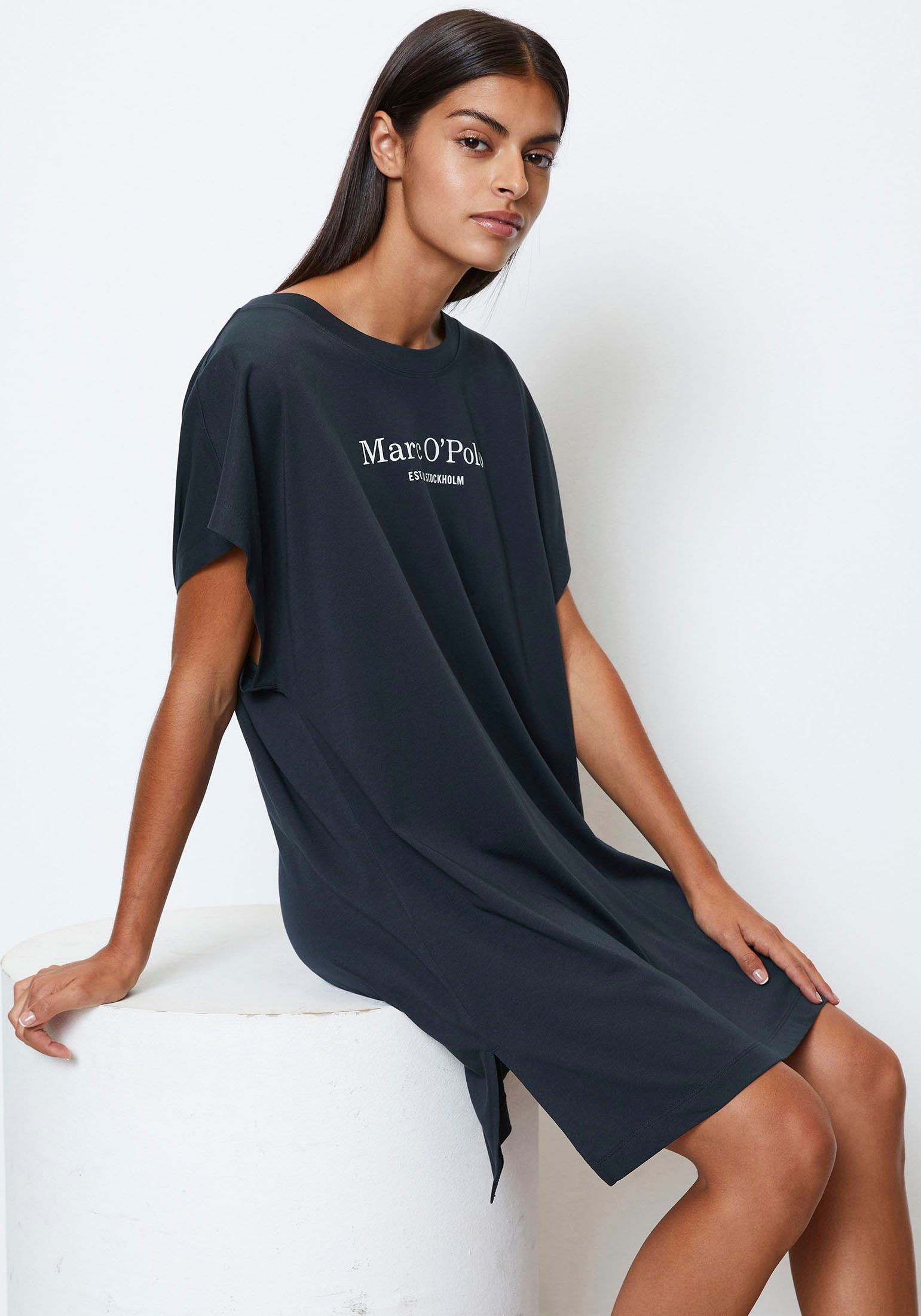 Marc O'Polo Nachthemd Mix & Match Cotton-Woven mit überschnittenen Schultern und Brandlogo auf der Brust – Bild 5 von 5