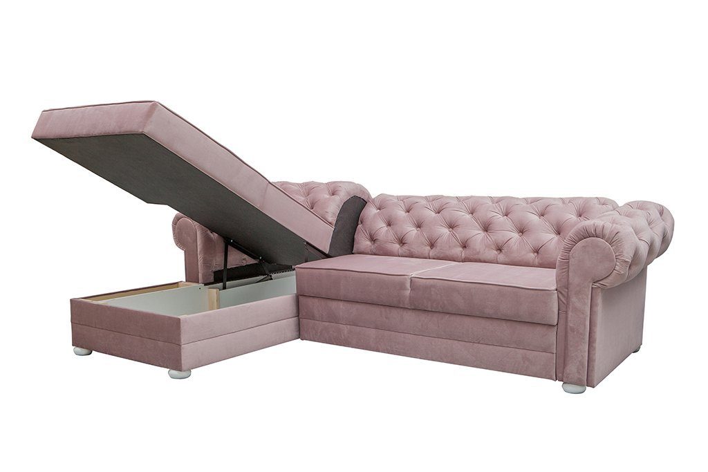 MOEBLO Ecksofa Avia, mit Schlaffunktion mit Bettkasten Eckcouch Wohnlandschaft Sofa mit Ottomane Eckgarnitur Polsterecke, (BxTxH):280x180x81 cm