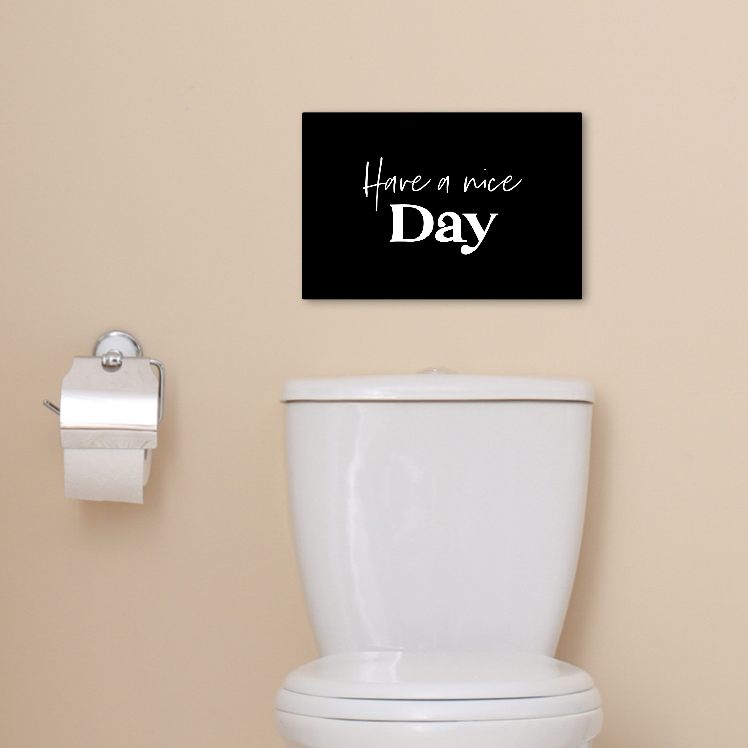 OneMillionCanvasses® Leinwandbild Have a nice day - Zitat - Schwarz - Sprüche, Fotodruck (1 St), Bilder für Badezimmer, Bad und Toiletten Deko, Bild WC 30x20 cm – Bild 5 von 5