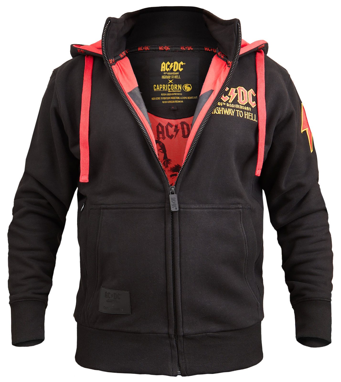 Capricorn Rockwear Kapuzennickijacke AC/DC x Capricorn Rockwear Highway to Hell 45th Anniv. Lim. Edit. hochschließender Kragen, bis 5XL erhältlich