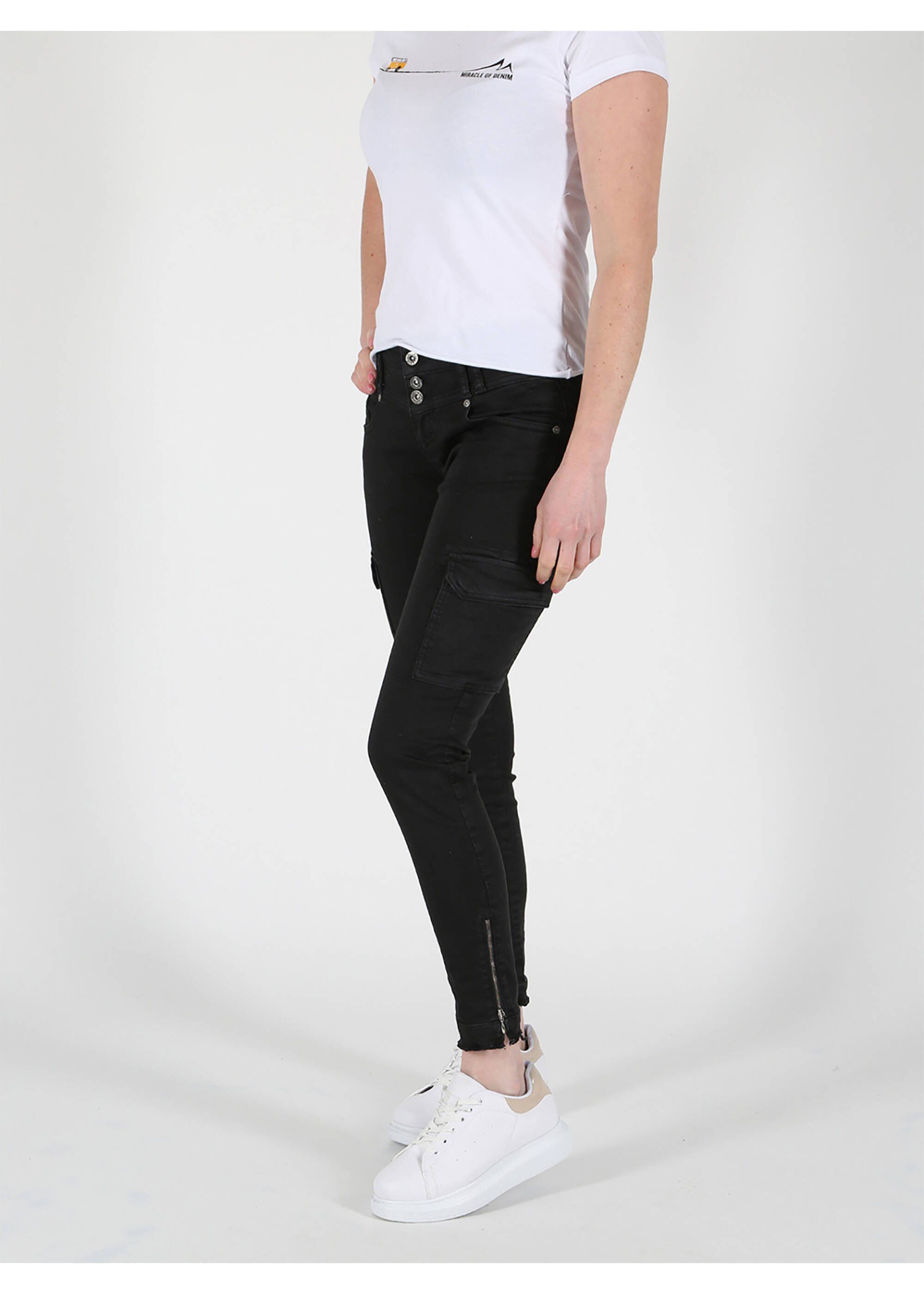 Miracle of Denim Stretch-Jeans MOD JEANS MEGAN CARGO black AU21-2060.11