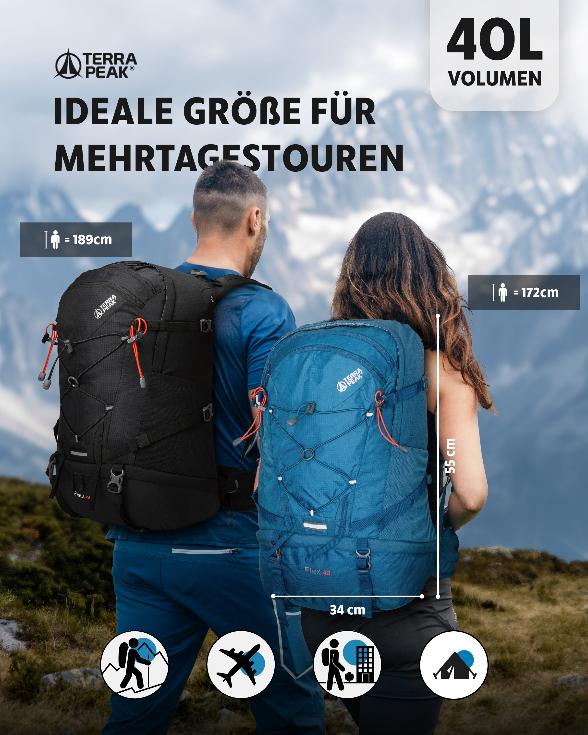 Terra Peak Wanderrucksack Flex 40, Wanderrucksack günstig online kaufen