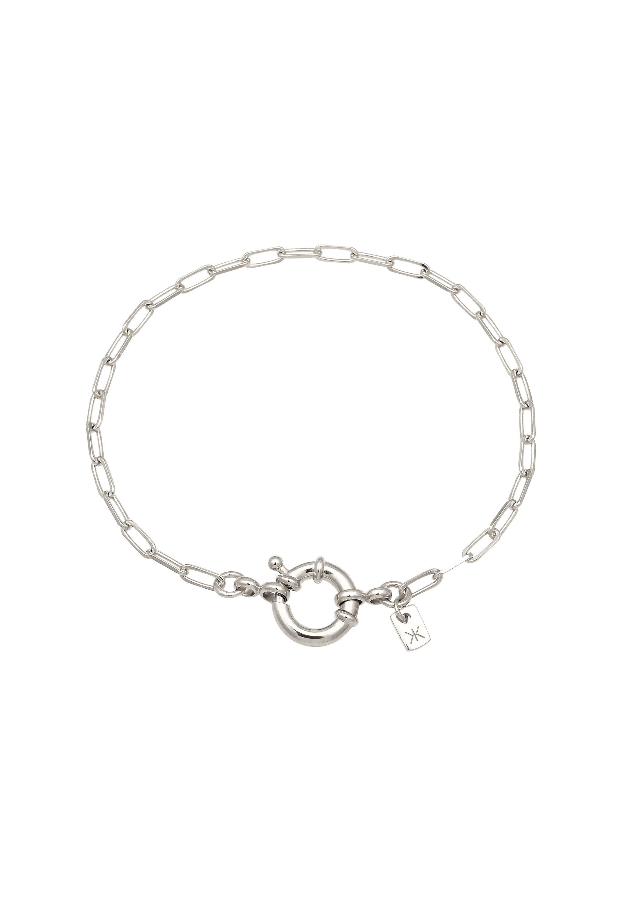 Kuzzoi Silberarmband Glieder Oval Federring 925 Sterling Silber