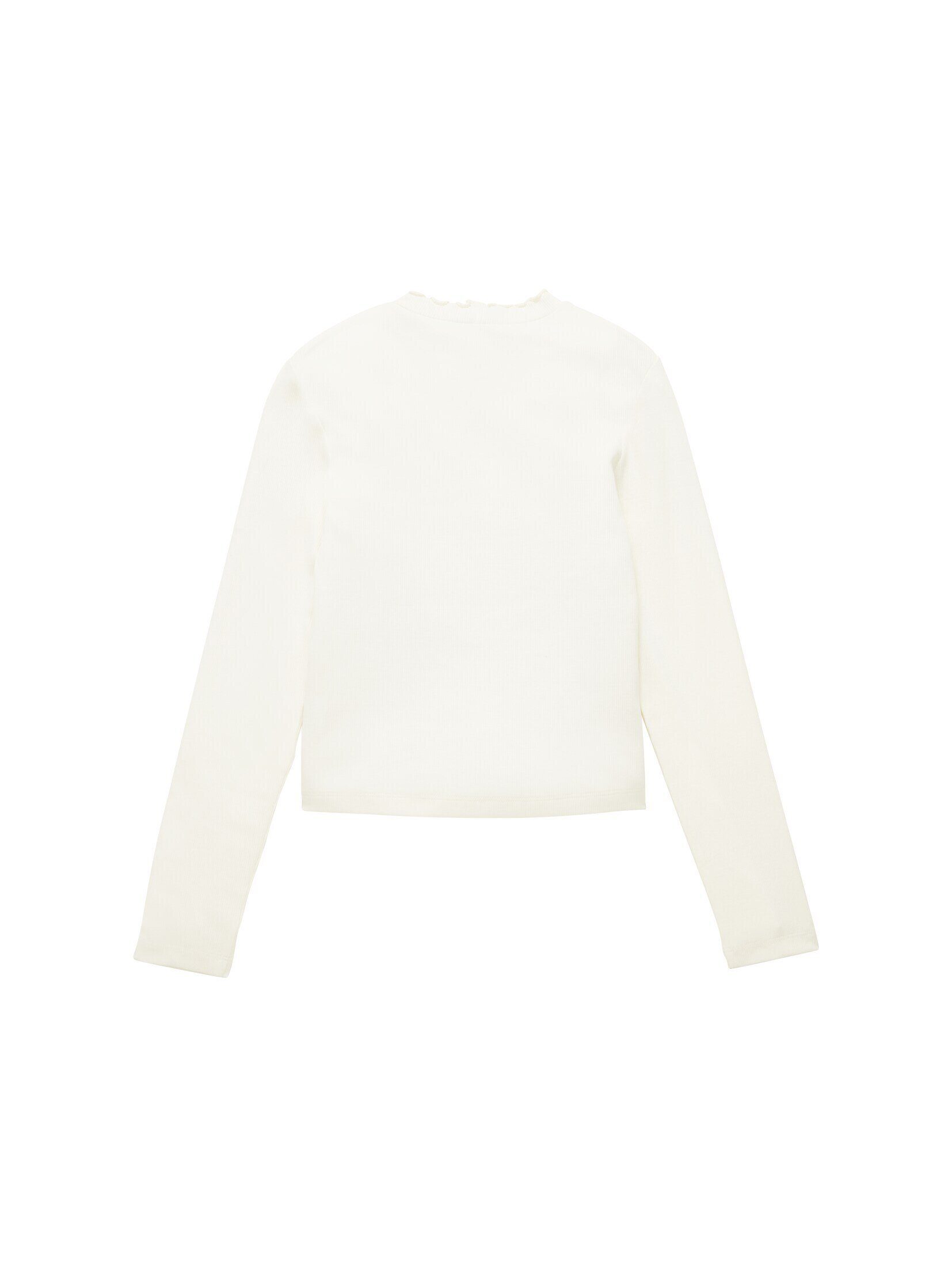 TAILOR Bio-Baumwolle White T-Shirt Wool TOM Langarmshirt Cropped mit