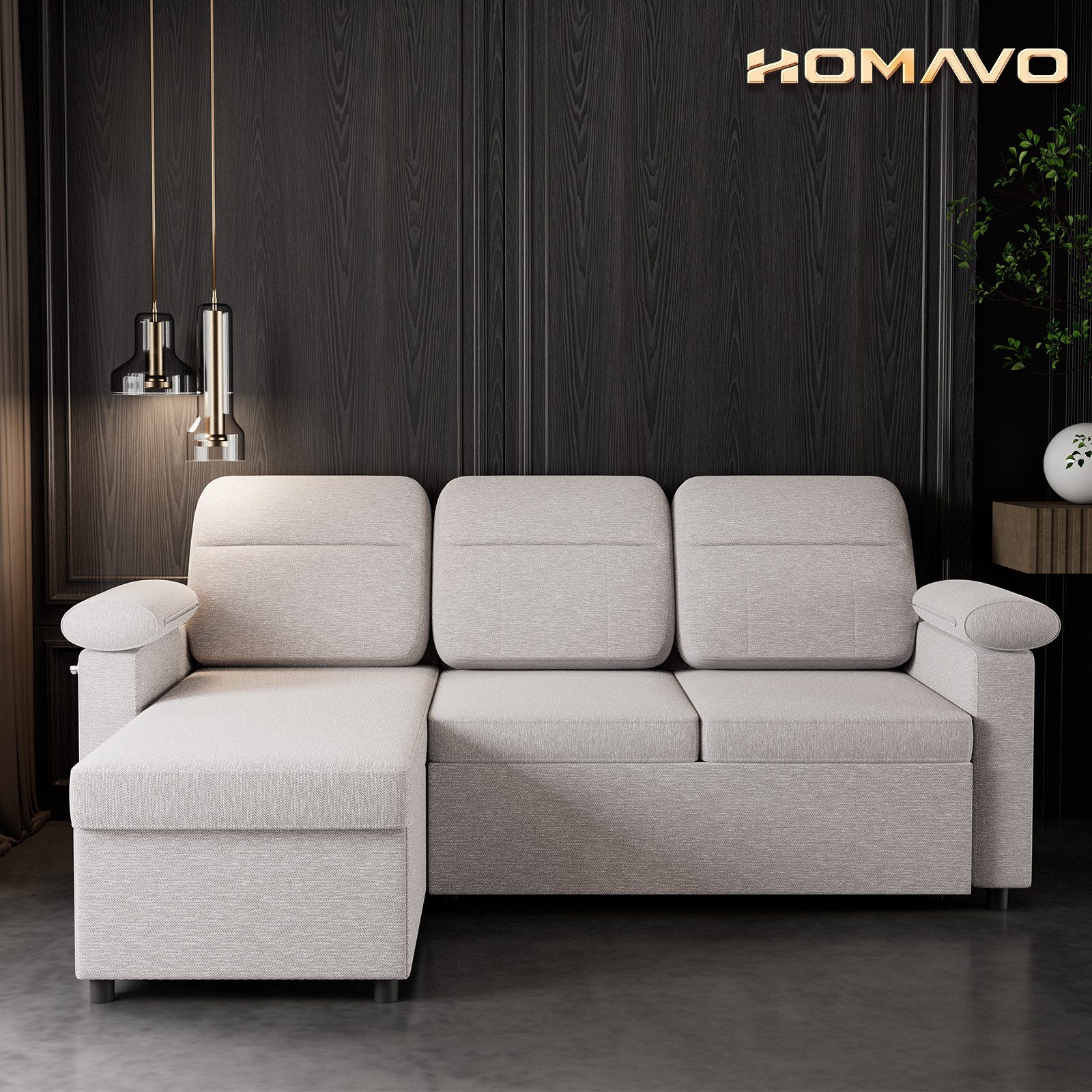 HOMAVO Ecksofa HOMAVO L-Ecksofa, Breite: 203 günstig online kaufen