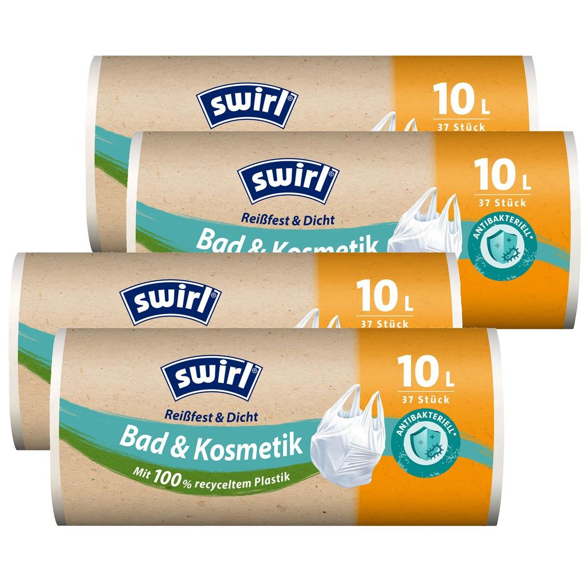 Müllbeutel 4x Swirl Tragegriff Müllbeutel 10L (37 stk./Rolle)
