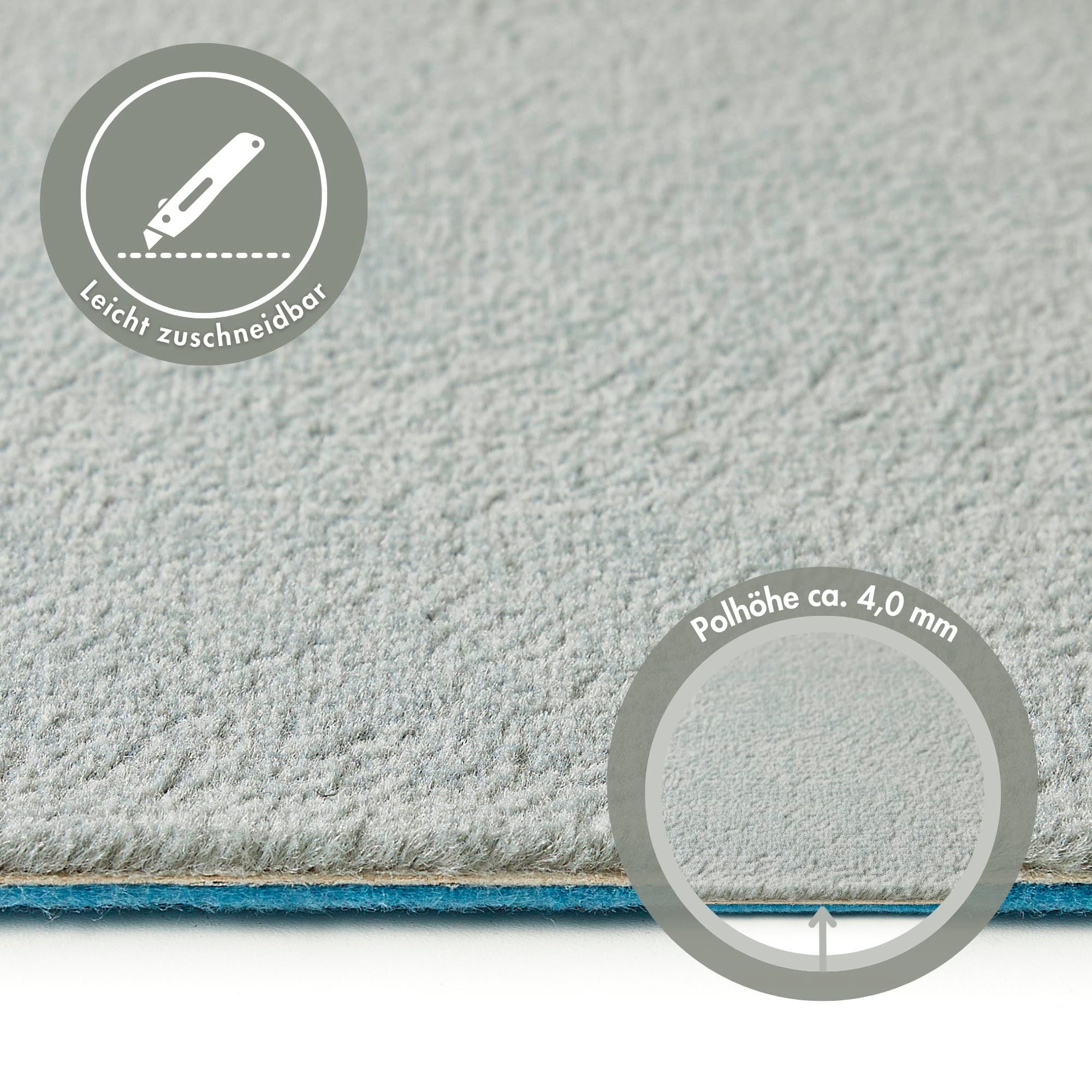 Andiamo Teppichboden Kira, Velours, Made in Belgium, rechteckig, Höhe: 8 mm, Uni Farben, Breite 400 cm, strapazierfähig, pflegeleicht, Wohnzimmer