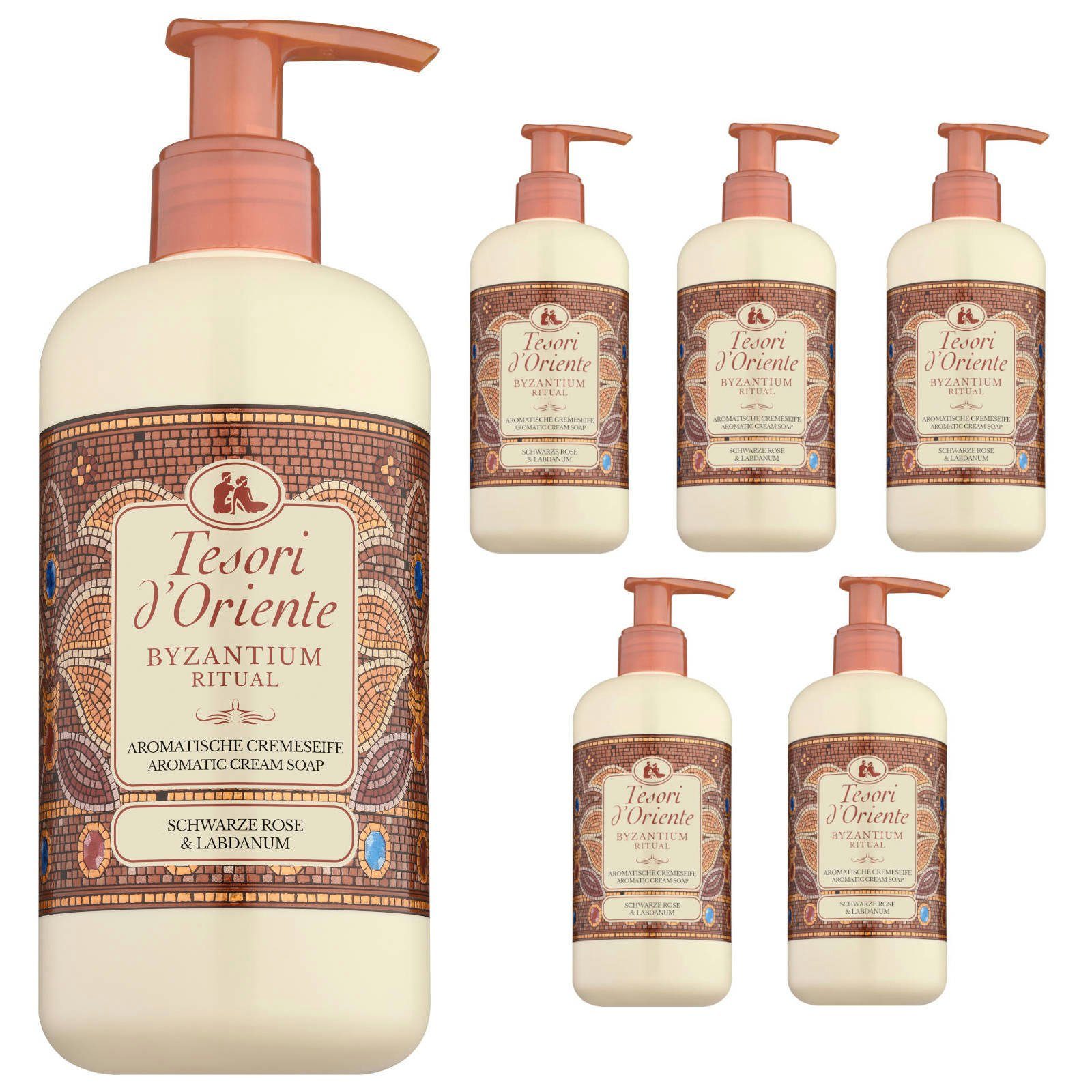 Tesori d´Oriente Duschpflege Cremeseife Byzantium Flüssigseife Handseife aromatisch 6x300 ml, 6-tlg.