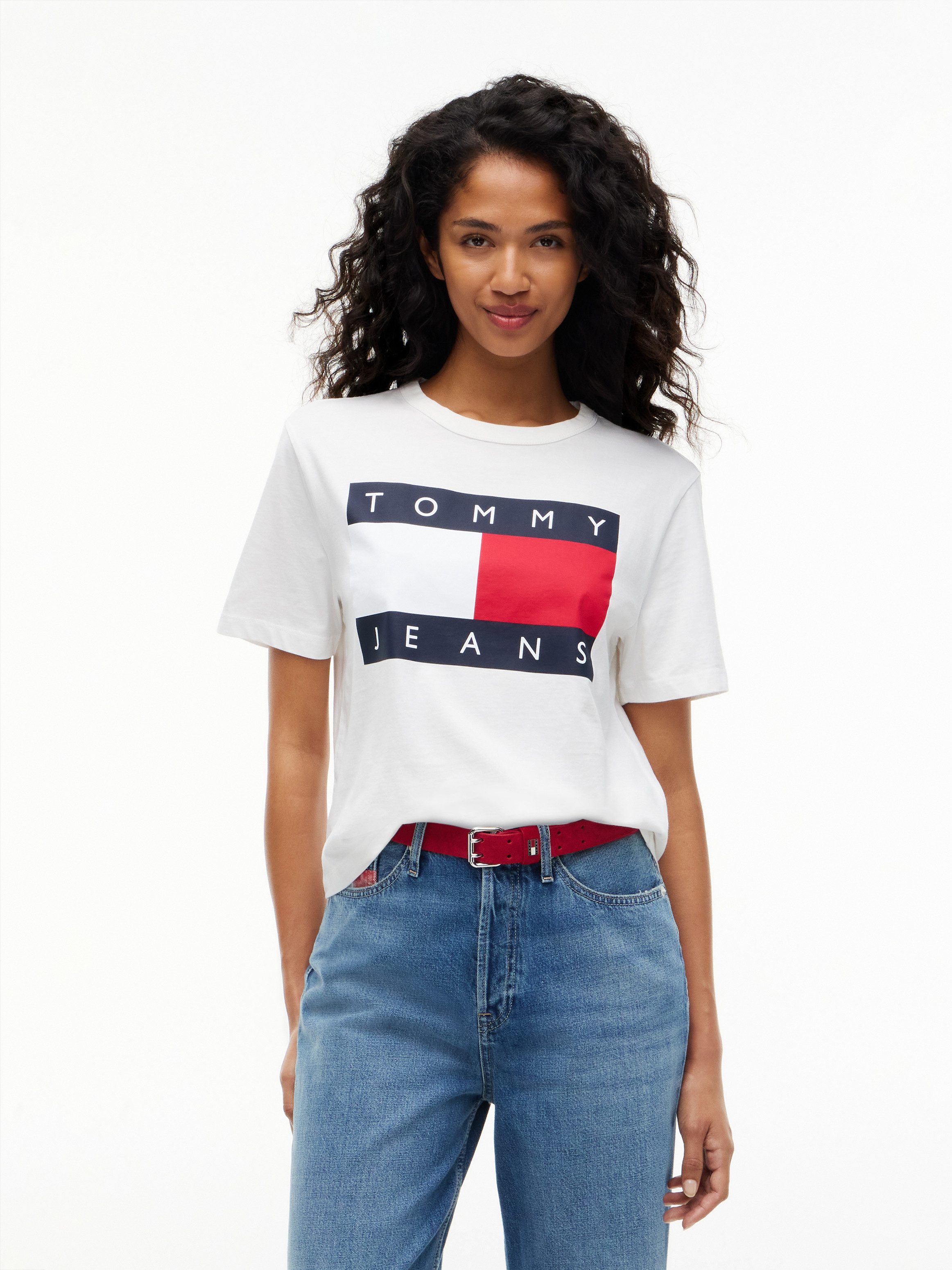 Tommy Jeans Rundhalsshirt TJW BXY FLAG SS TEE EXT Baumwolle