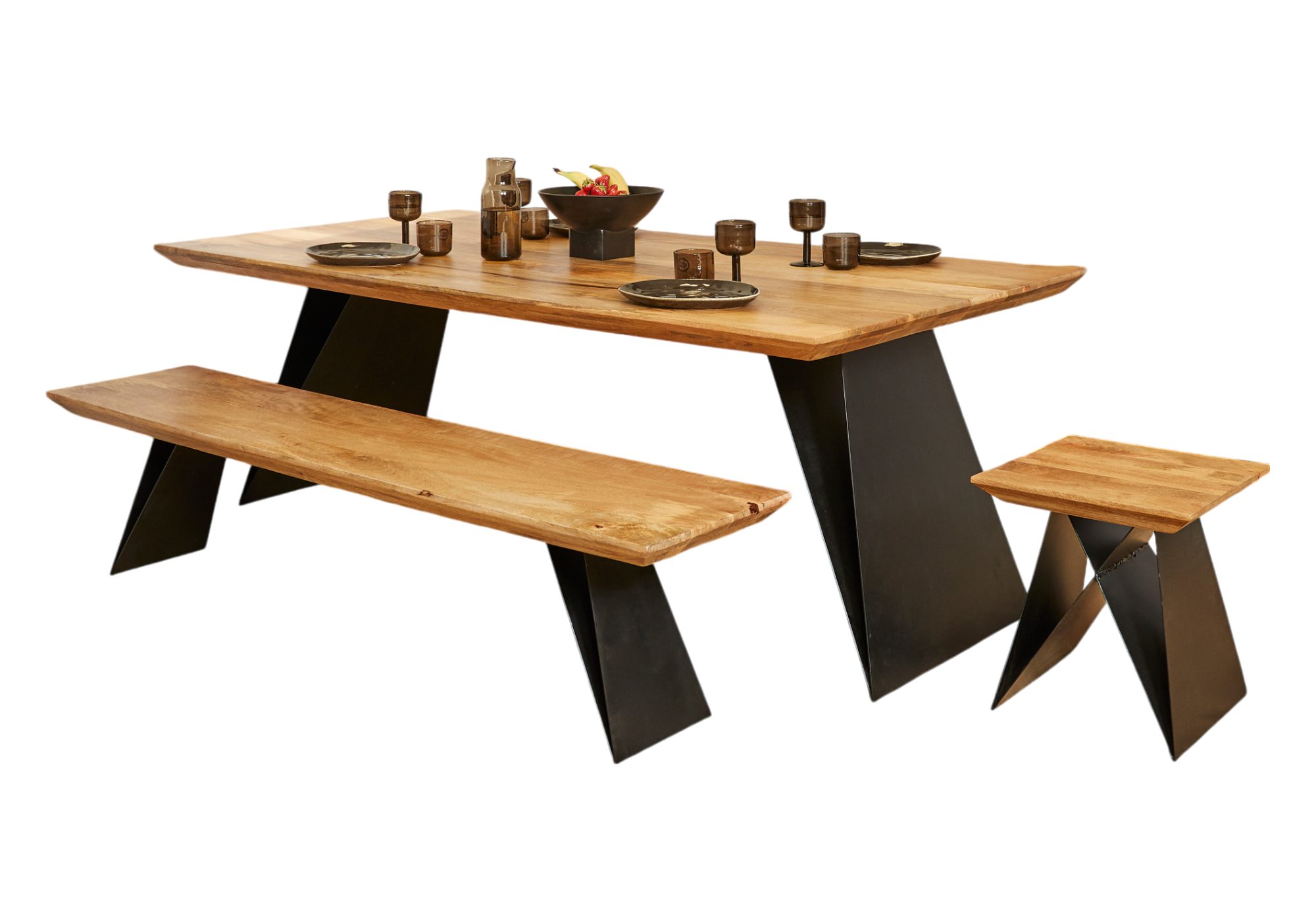 BENEDO MÖBEL Esstisch Leno, Massivholztisch Mangoholz mit schwarzem Gestell, modernes Design
