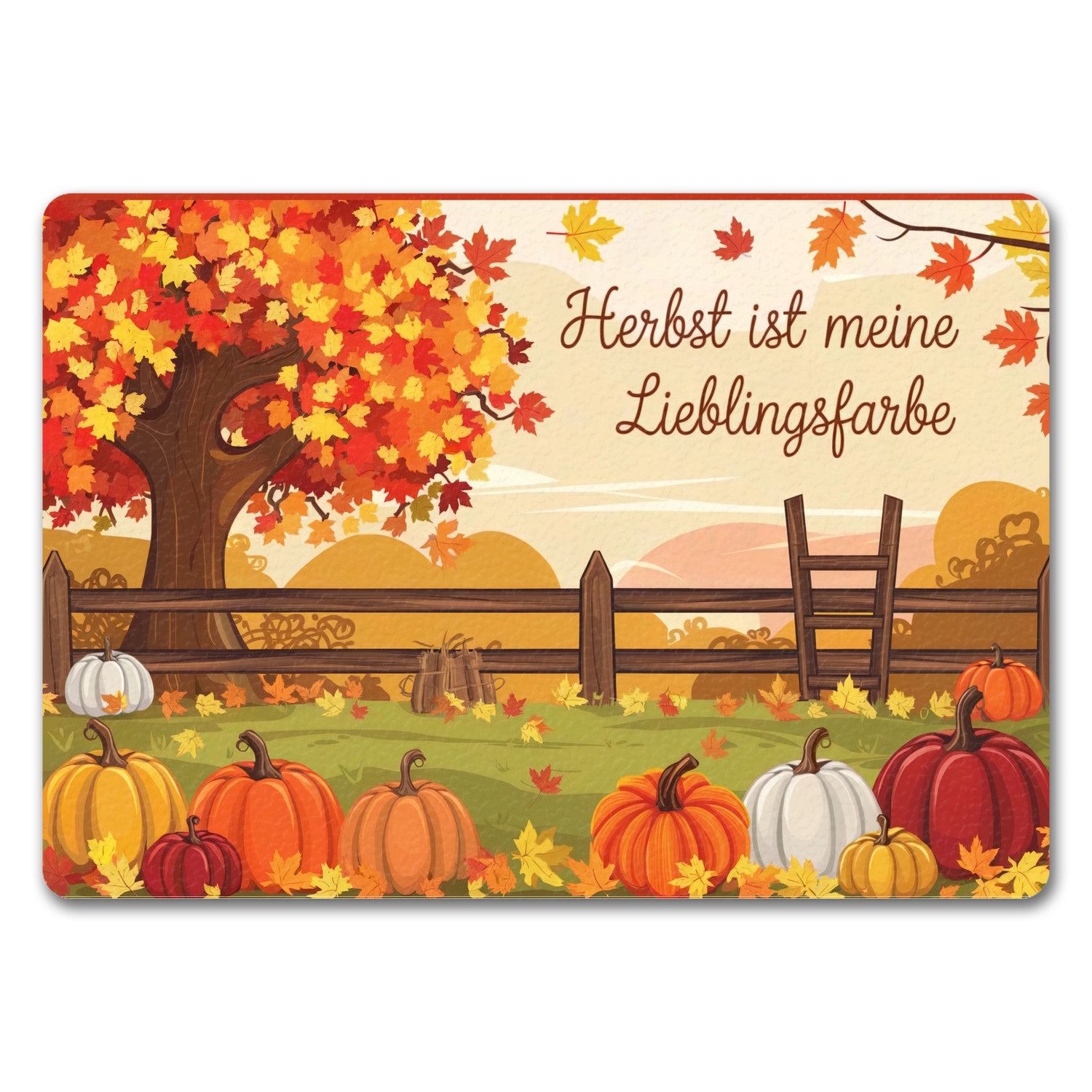speecheese Fußmatte Herbstliche Landschaft mit Kürbissen Fußmatte in 35x50 cm ohne Rand